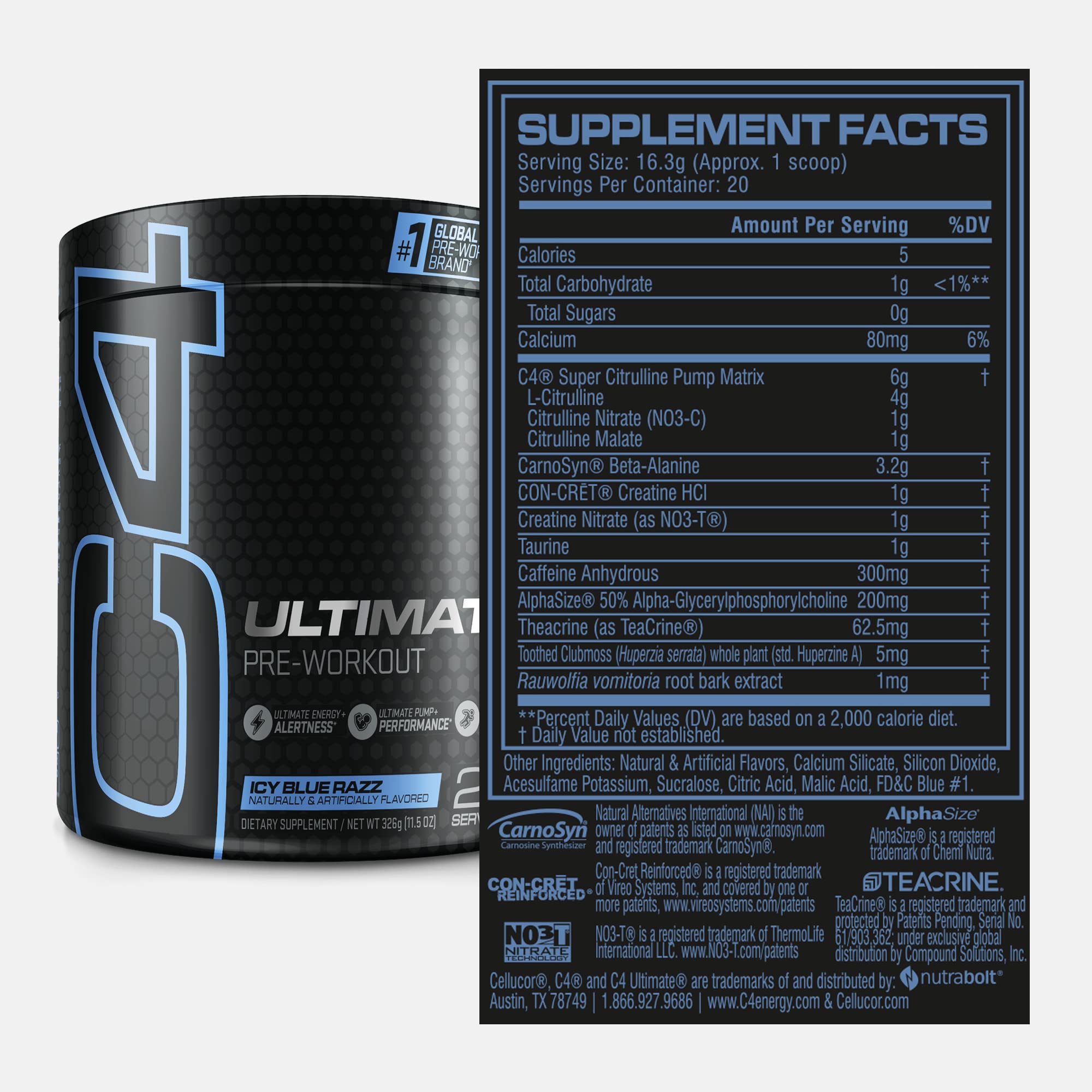 Cellucor C4 Ultimate Pre Workout Powder ICY Blue Razz - Sugar Free Preworkout Cellucor buy supplements canada