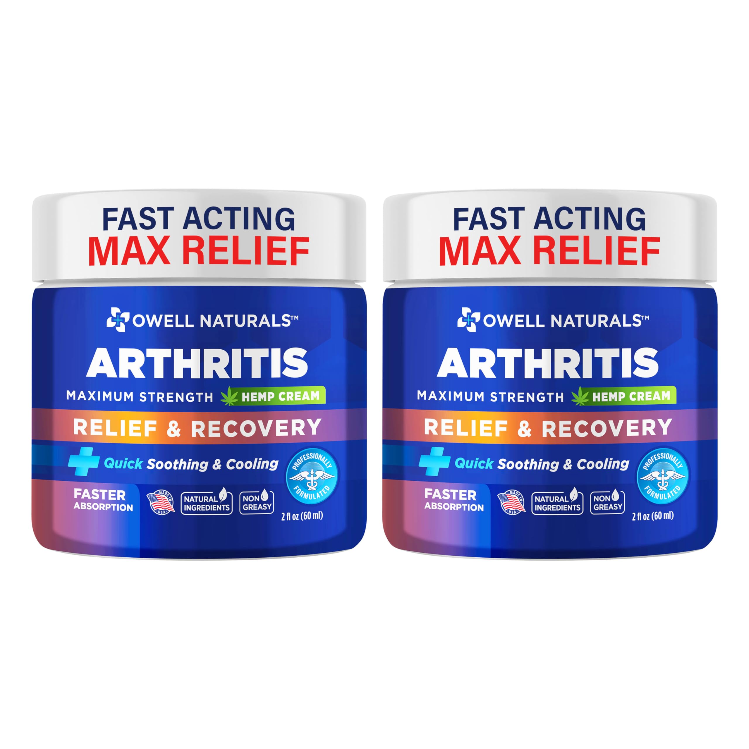 OWELL NATURALS Joint & Muscle Ream, Maximum Strength Relief & Recovery for Back, Neck, Feet with Aloe Vera, Vitamin B6 MSM, 2 Oz, (2 Pack) Owell Naturals buy supplements canada