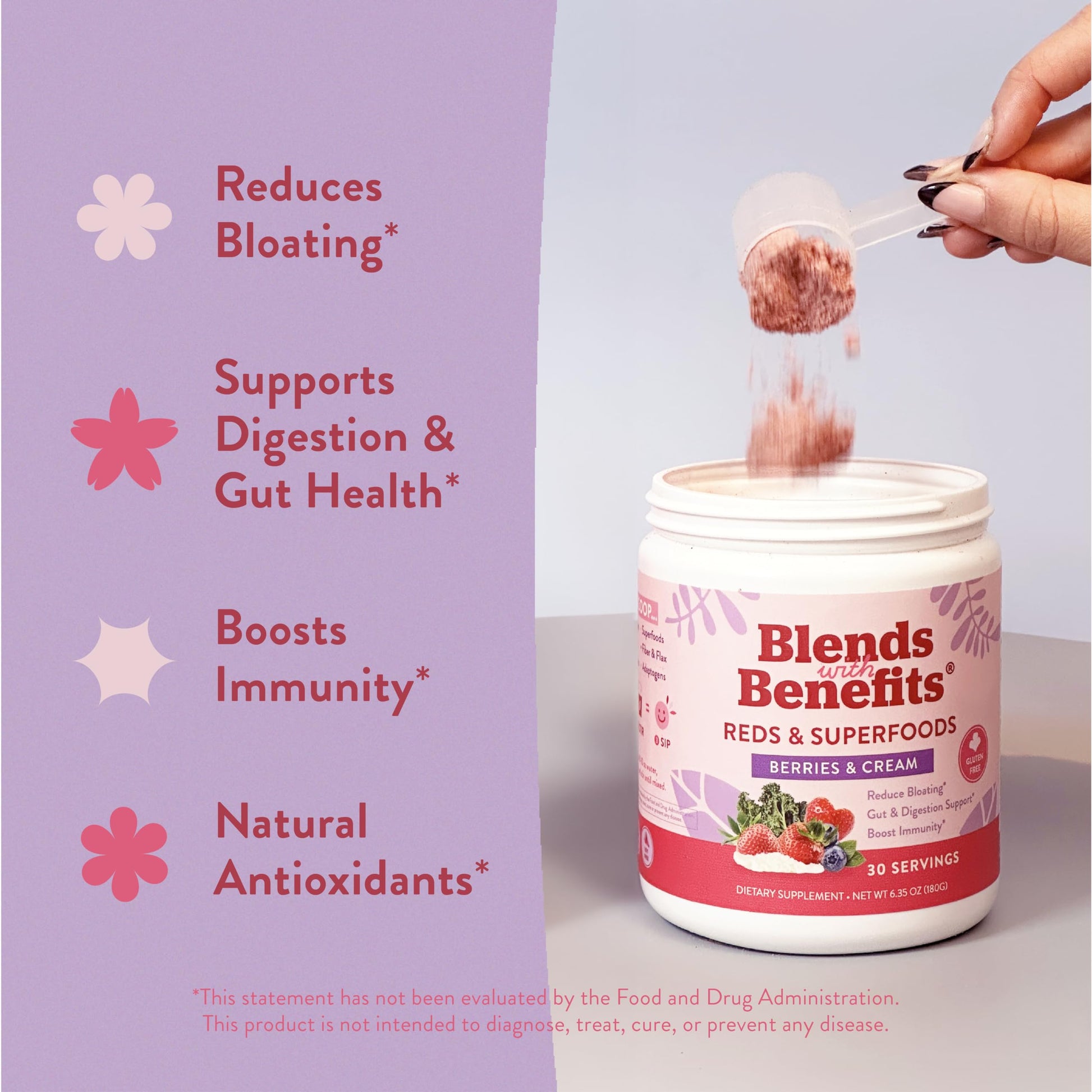 360 Nutrition Blends with Benefits Reds & Superfoods for Natural Antioxidants and Polyphenols, with Fruits & Veggies, Probiotics Digestion, Daily Energy - Berries & Cream - 30 Servings 360 Nutrition buy supplements canada