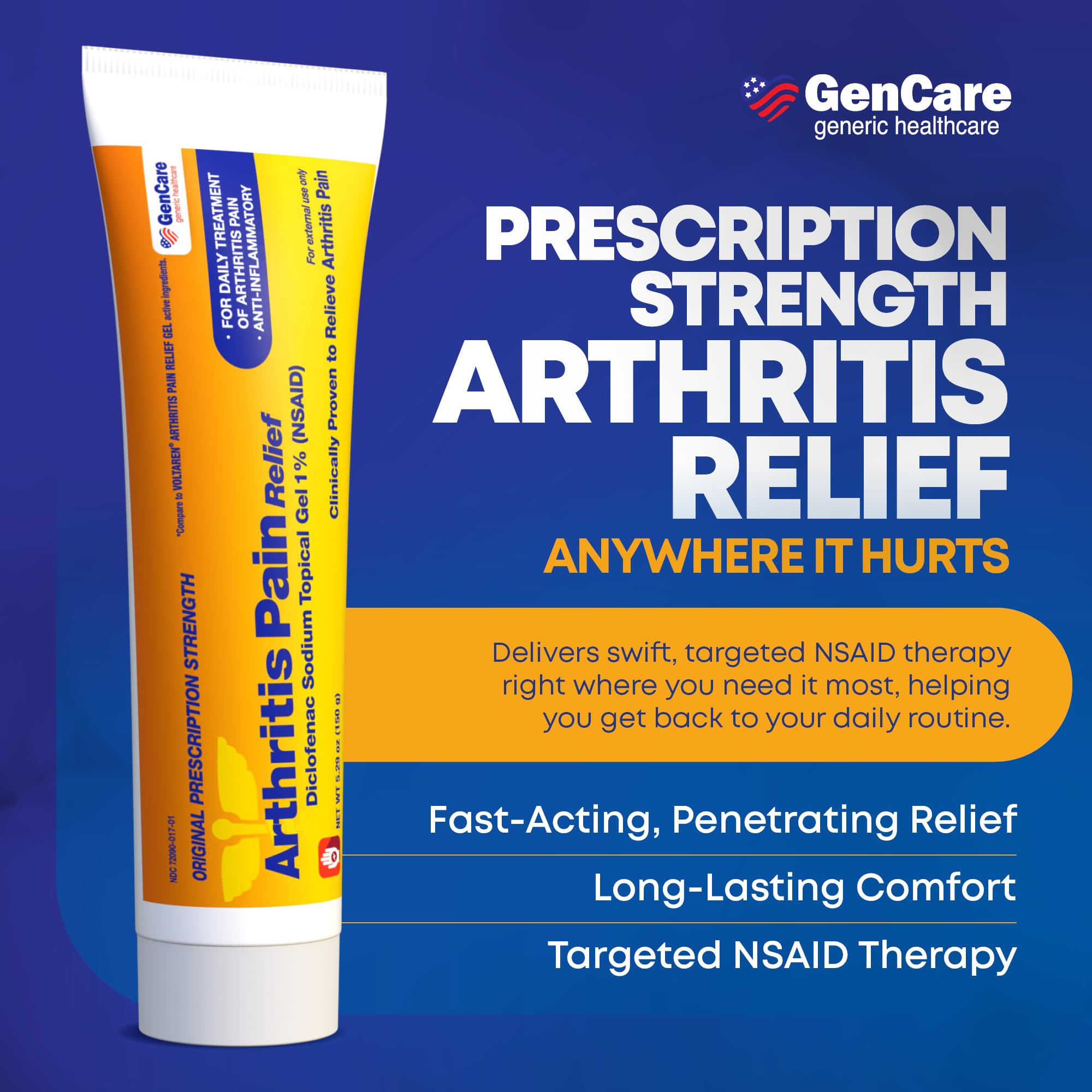GenCare Arthritis Pain Relief Diclofenac Sodium Topical Gel 1 Percent (NSAID) - Clinically Proven Arthritis Pain Reliever - Compare to The Active Ingredient in Voltaren Gel (5.29 oz) GenCare buy supplements canada