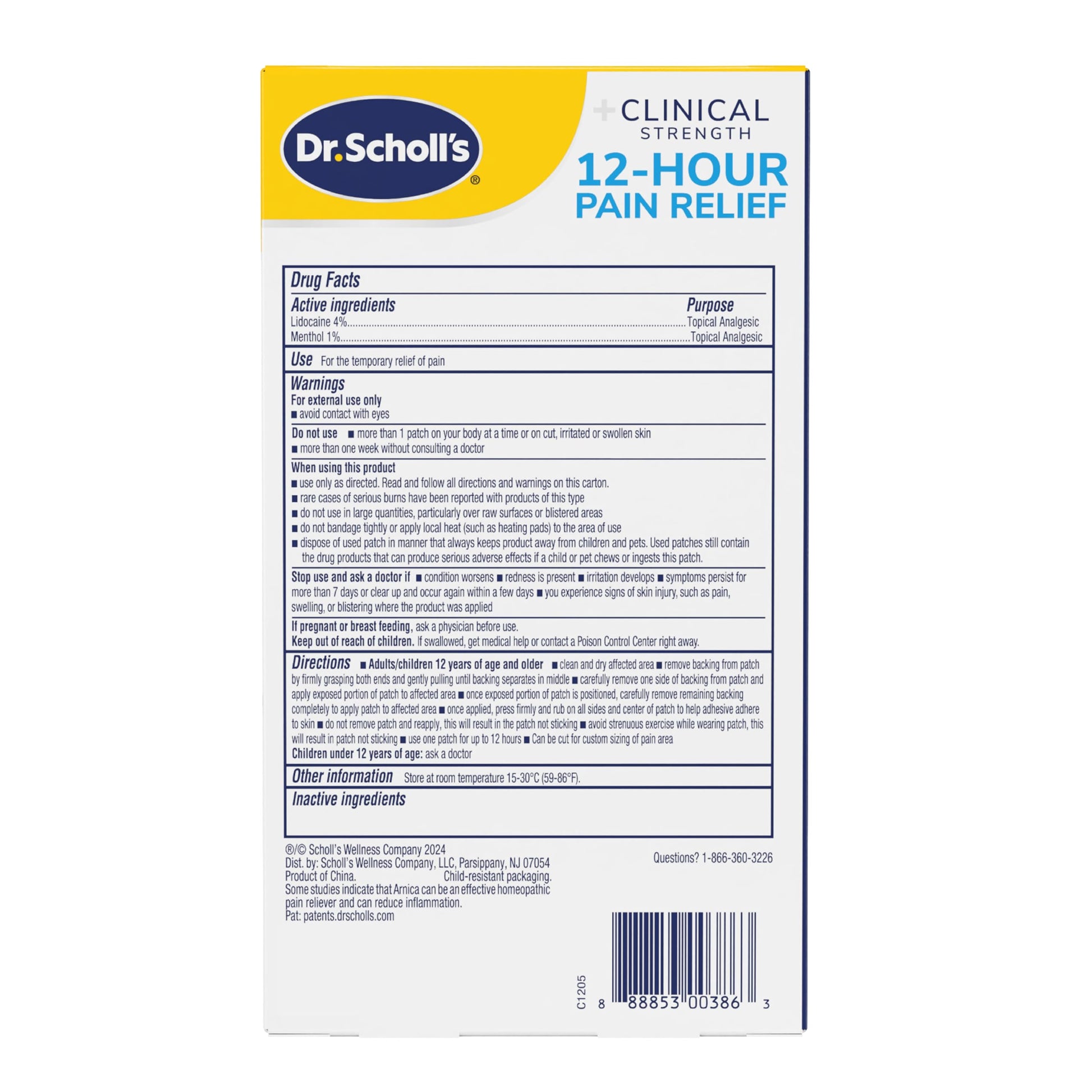 Dr. Scholl’s Clinical Strength 12-Hour Pain Relief Hydrogel Patches 10ct - 4% Lidocaine for Powerful Numbing, Instant Cooling Pain Relief with Menthol, Added Arnica, for Hands, Feet, Neck, Back & Legs Dr. Scholl's buy supplements canada