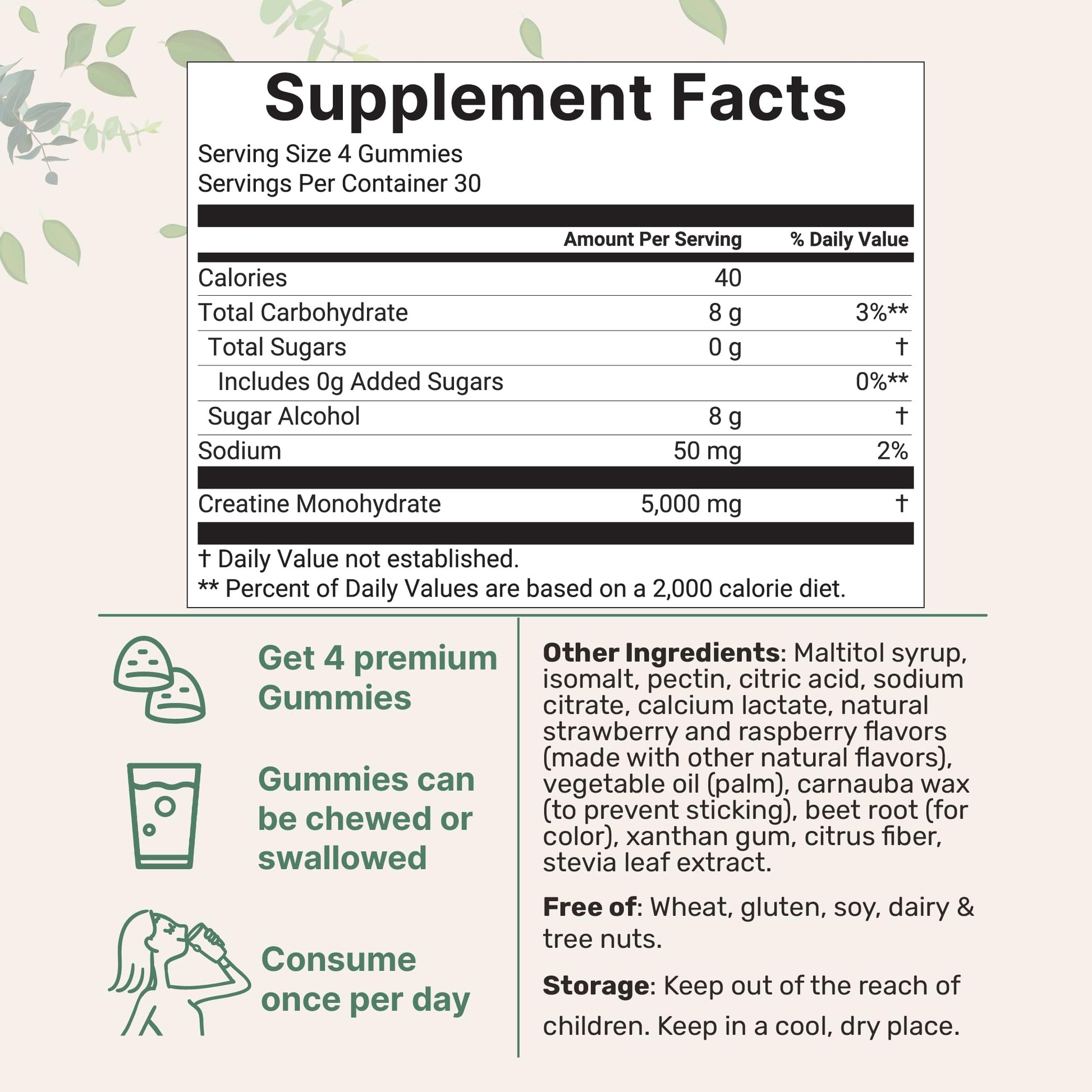 Creatine Monohydrate Gummies 5,000mg Per Serving, 120 Count | Sugar Free Strawberry Raspberry Flavored | Creatine for Women & Men | Pre Workout + Muscle Strength & Recovery Support | Non-GMO Micro Ingredients buy supplements canada