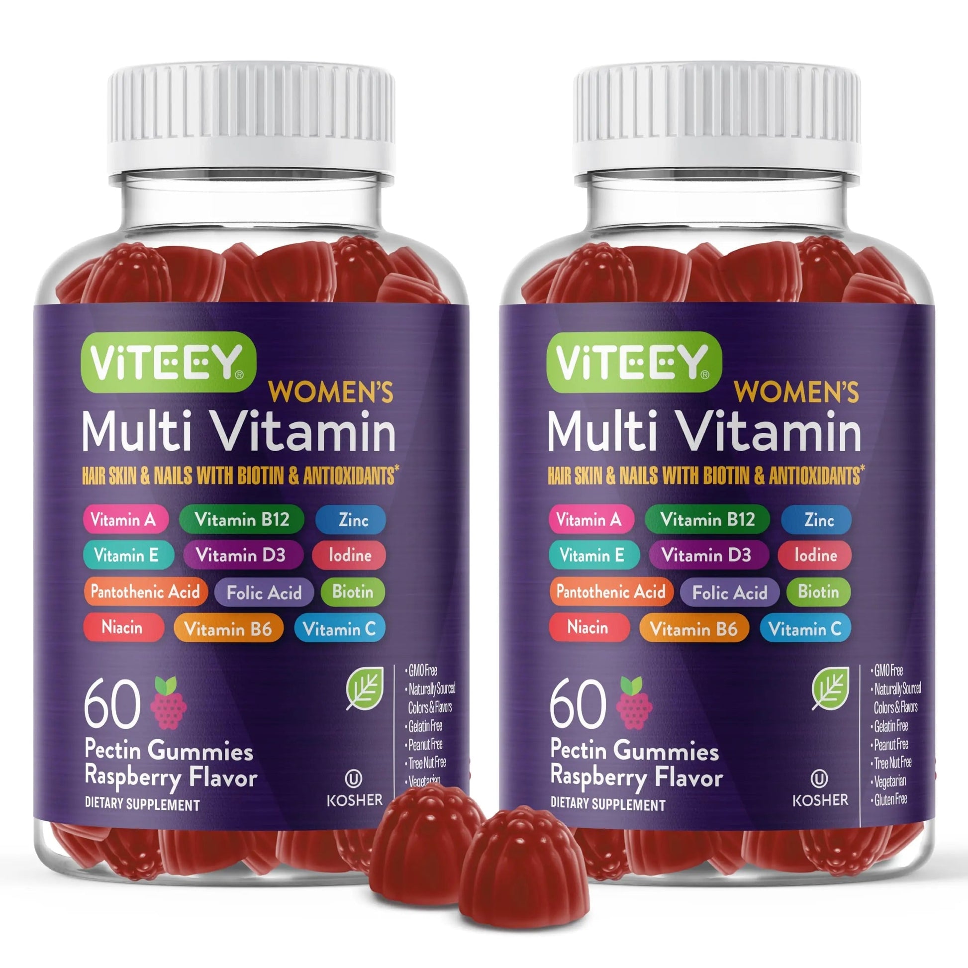 Viteey Womens Multivitamin Gummies - Immune Support - 12 in 1 Essential Vitamins & Minerals - Vitamin A, C, D3, E, B6, B12, Folic Acid, Biotin, Calcium Viteey buy supplements canada