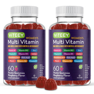 Viteey Womens Multivitamin Gummies - Immune Support - 12 in 1 Essential Vitamins & Minerals - Vitamin A, C, D3, E, B6, B12, Folic Acid, Biotin, Calcium Viteey buy supplements canada