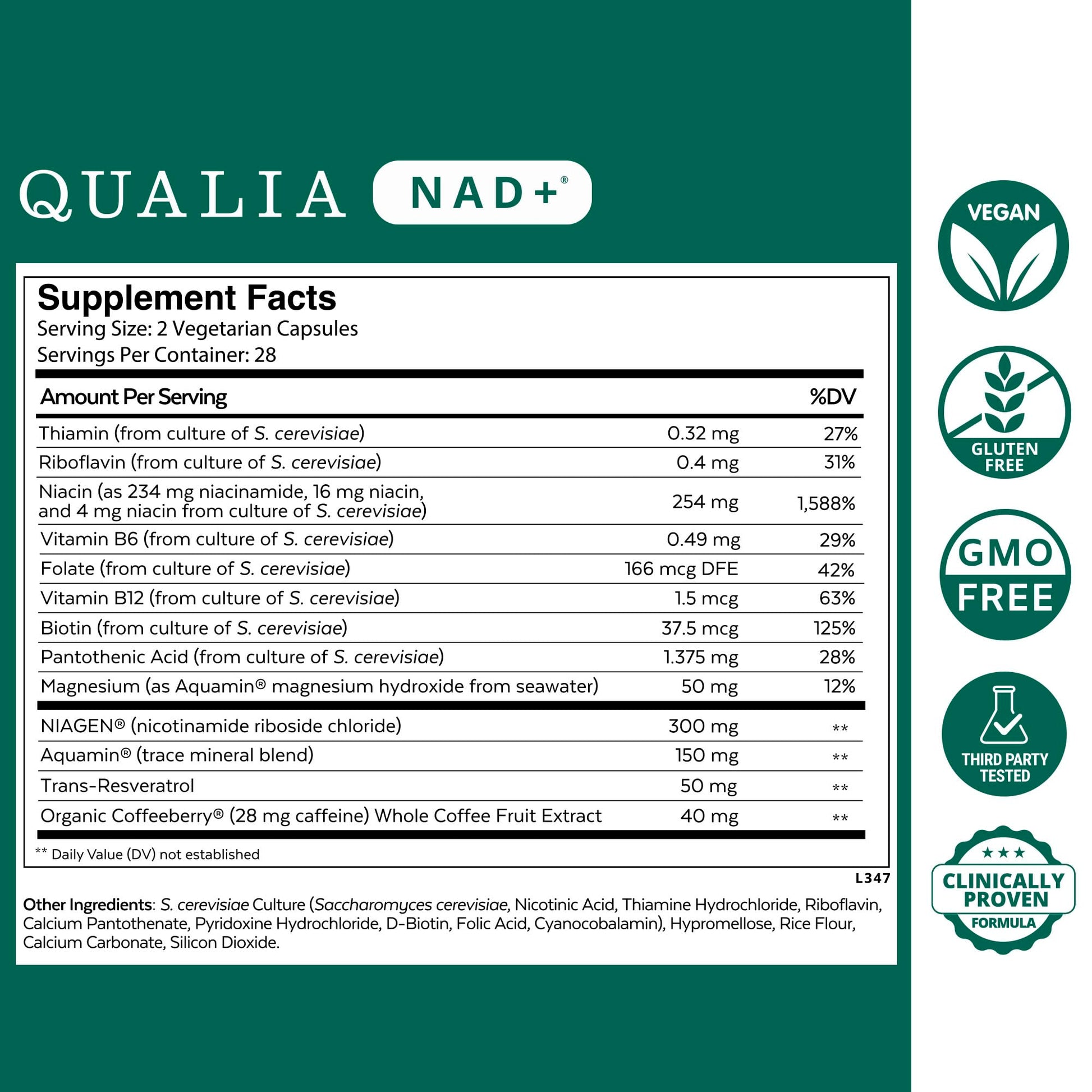 Qualia NAD Supplement — Clinically Proven to Boost NAD+ up to 67%. Optimized Aging, Energy, Focus. Elite NAD+ Booster Ingredients Nicotinamide Riboside (NIAGEN), Niacin, Niacinamide (1 Month Supply) QUALIA LIFE SCIENCES buy supplements canada