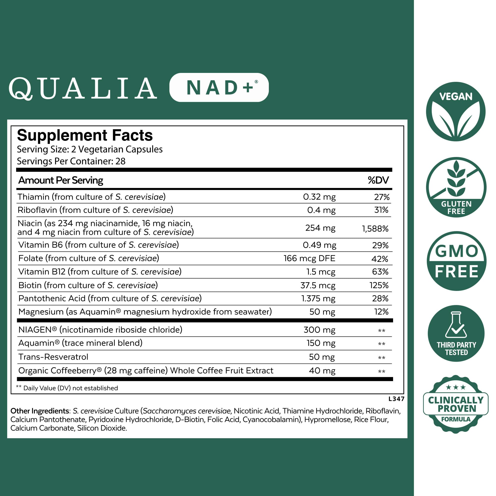 Qualia NAD Supplement — Clinically Proven to Boost NAD+ up to 67%. Optimized Aging, Energy, Focus. Elite NAD+ Booster Ingredients Nicotinamide Riboside (NIAGEN), Niacin, Niacinamide (1 Month Supply) QUALIA LIFE SCIENCES buy supplements canada