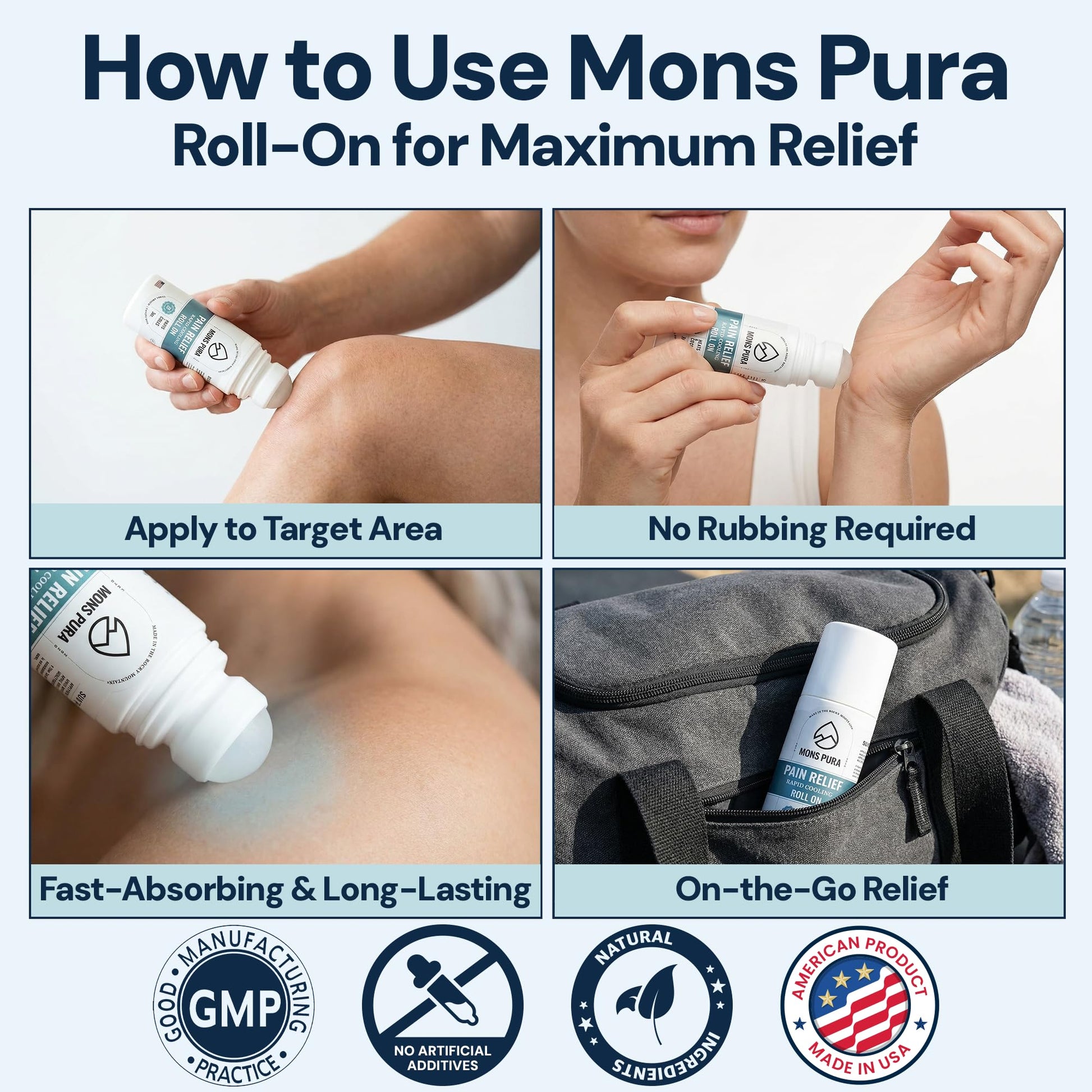Mons Pura Roll On Pain Relief with Menthol, Arnica, Rosemary & Essential Oils - Extra Strength Arnica Roll On Fast Cooling Muscle & Joint Relief for Arthritis, Back Pain & Sciatica (3oz) Mons Pura buy supplements canada