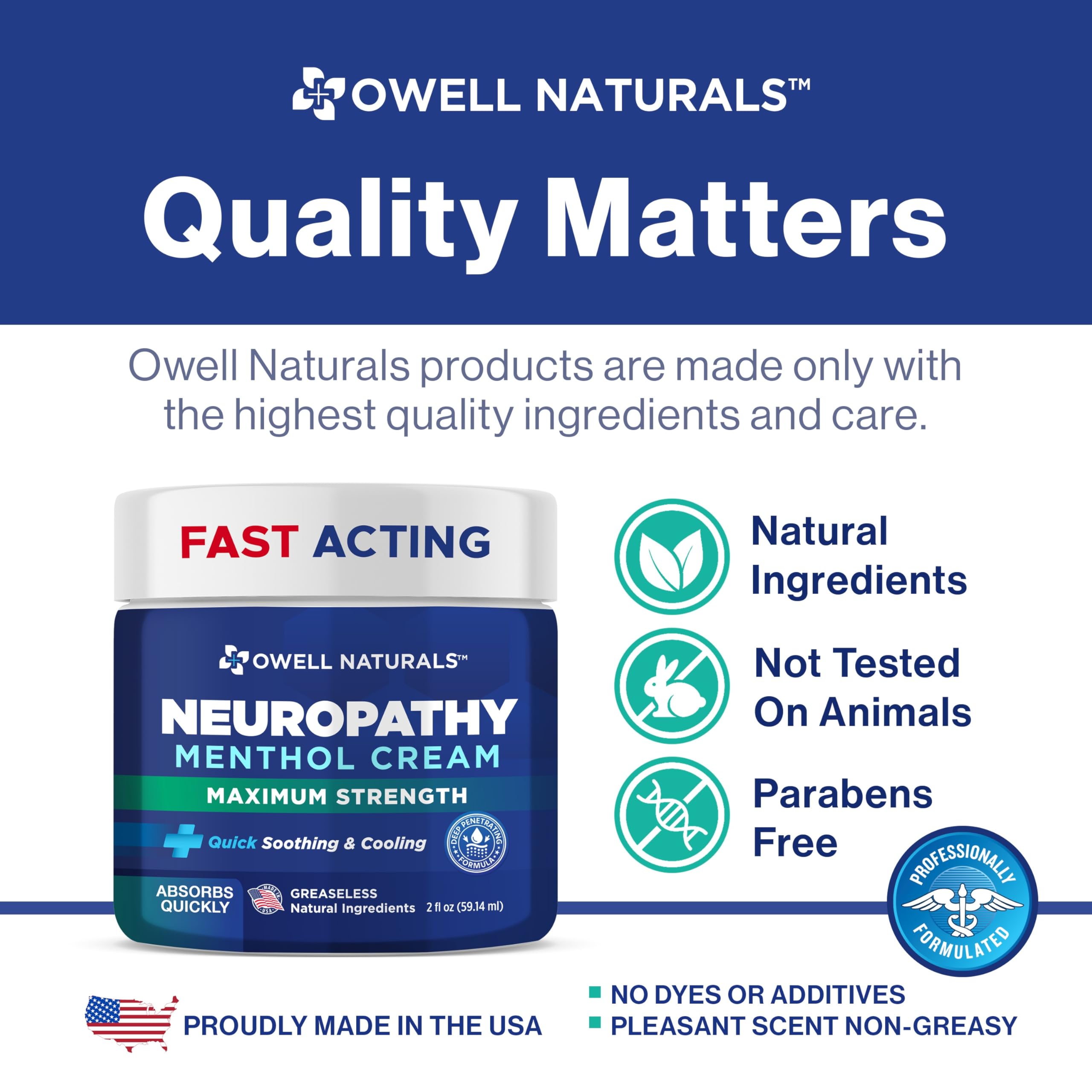Owell Naturals Neuropathy Cream Extra Strength – Fast Absorbing Cooling for Leg, Feet & Hands – Advanced Soothing Formula with Aloe Vera, Arnica, MSM & Vitamin B6 – Made in USA, 2 fl oz Owell Naturals buy supplements canada