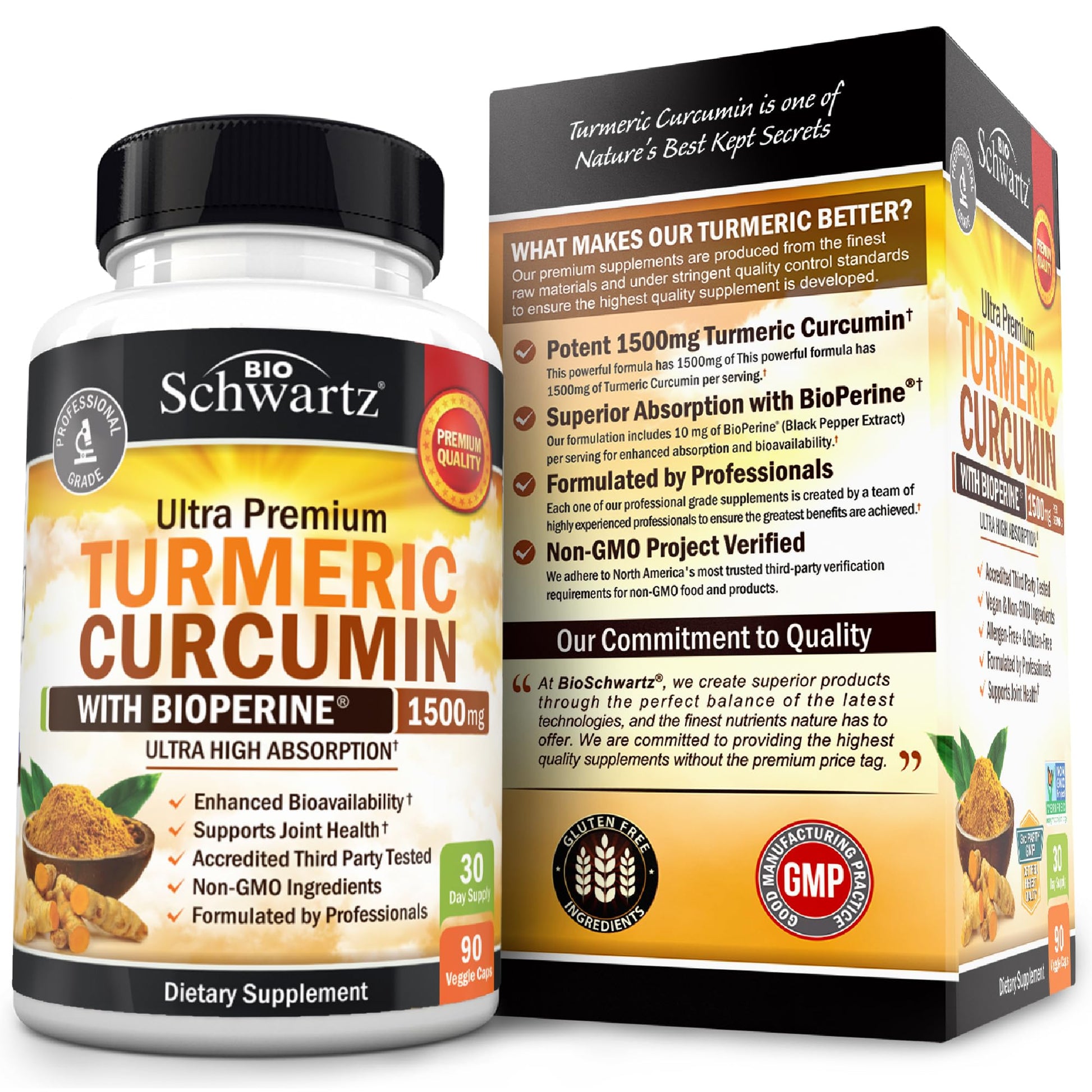 Turmeric Curcumin with Black Pepper Extract 1500mg - High Absorption Ultra Potent Turmeric Supplement with 95% Curcuminoids and BioPerine BioSchwartz buy supplements canada