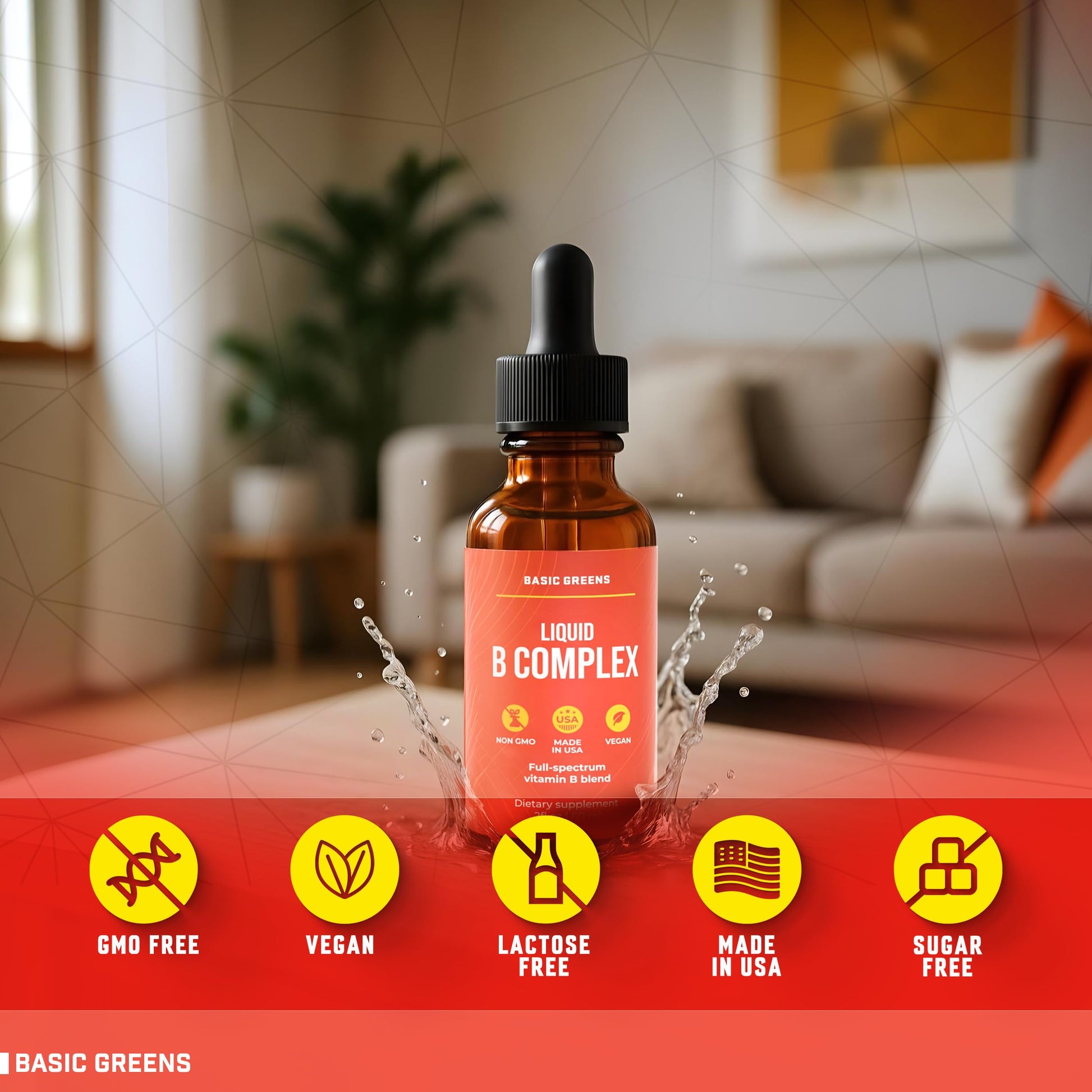 BASIC GREENS Vitamin B Complex Liquid Drops - Strength Sublingual Formula, Maximizes Absorption & Boosts Energy - B1, B2, B3, B5, B6, B7, B9, B12 - Natural Vegan Supplement BASIC GREENS buy supplements canada