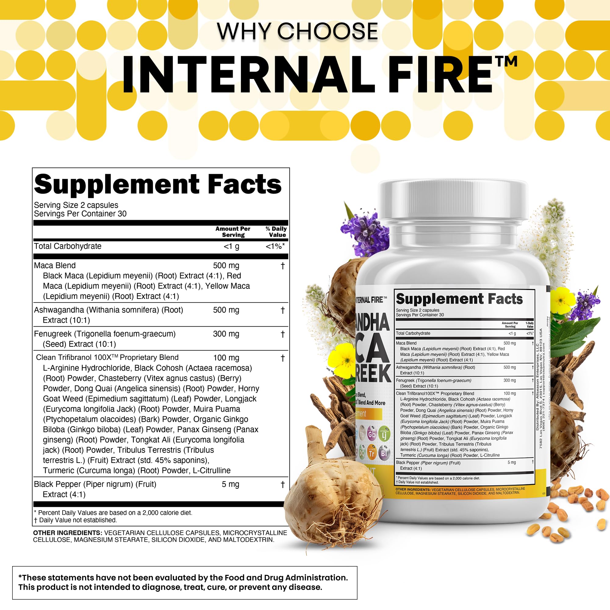 Clean Nutraceuticals Ashwagandha Maca Root Fenugreek Supplement with Tongkat Ali Ginseng - Assists with Stress, Mood & Thyroid - Ashwagandha Capsules Fenugreek Caps - 1 Pack Clean Nutraceuticals buy supplements canada
