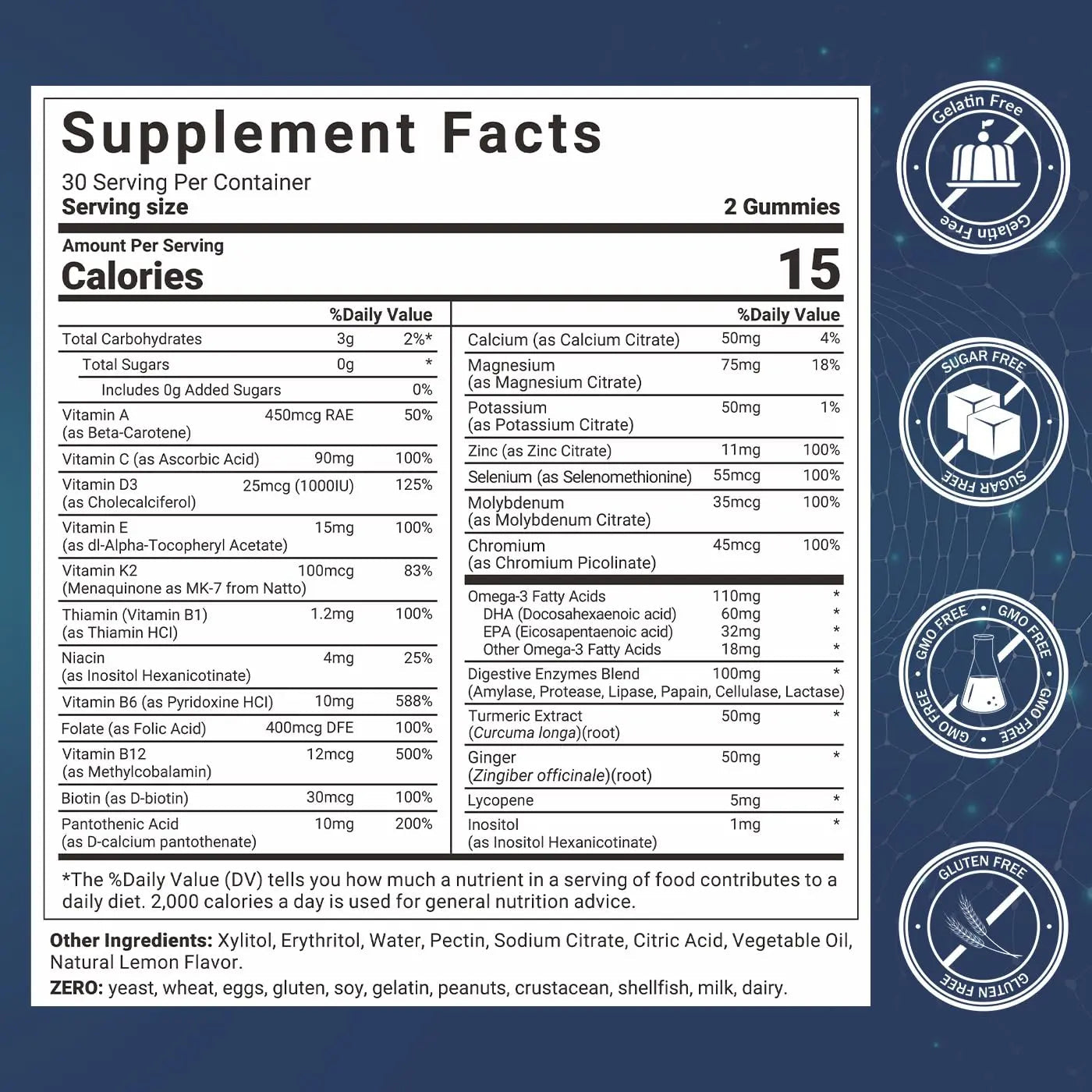 Mens Multivitamins Gummies with Vitamins A C D K E, B Complex, Omega-3, Digestive Enzymes, Lycopene, Calcium, Magnesium, Zinc Wiszeen buy supplements canada