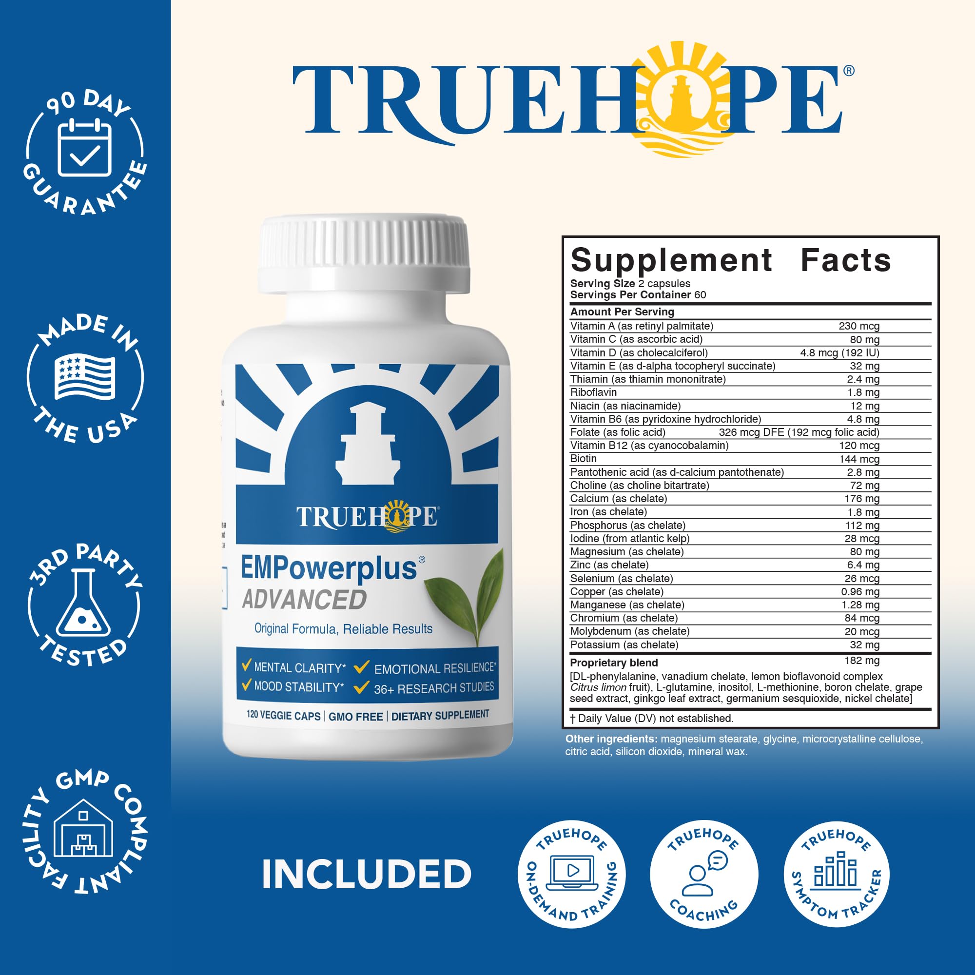 Truehope EMPowerplus Advanced Multivitamin for Women & Men - Broad-Spectrum Multivitamins & Chelated Minerals | 1000% Better Absorption | 37 Research Studies & 28 Years of Success | 30 Day Supply Truehope buy supplements canada