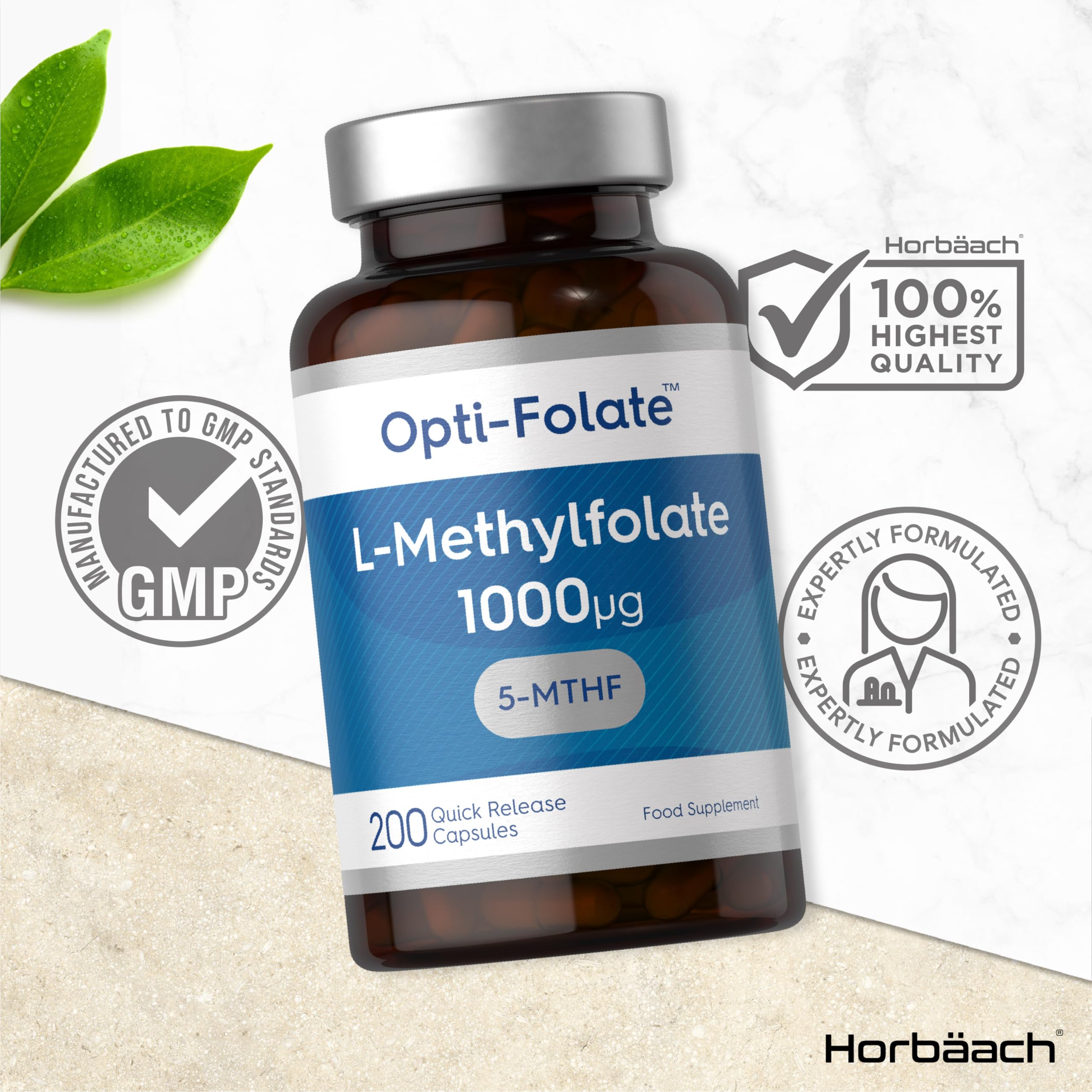 L-Methylfolate 1000ug | 200 Capsules | 5-MTHF Folate Supplement | Active Form Horbäach buy supplements canada