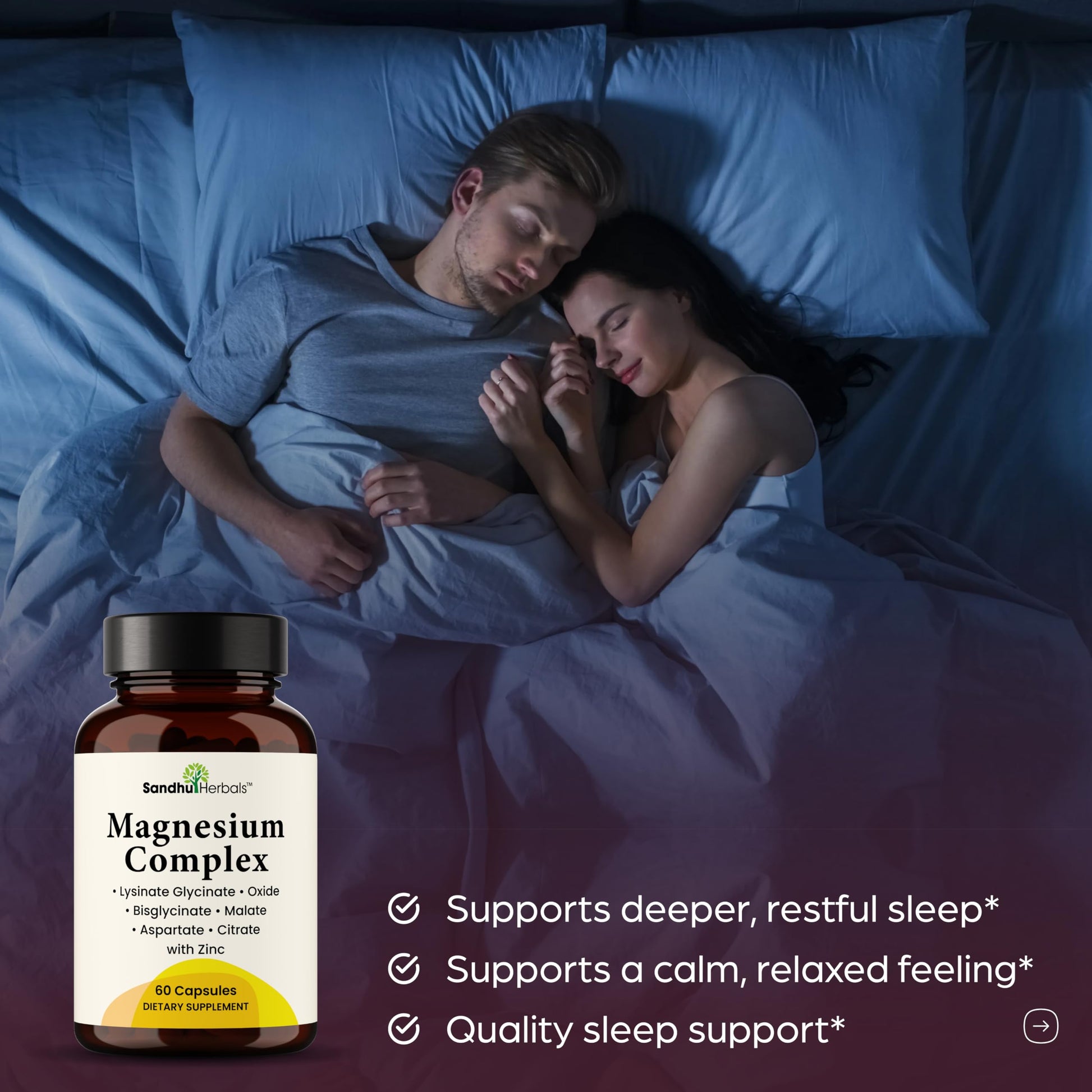 Complete Magnesium Complex 500mg for Women & Men | 60 Capsules | 6 in 1 Mag Supplement with Zinc | Quality Sleep & Muscle Health | Glycinate, Citrate SANDHUHERBALS buy supplements canada