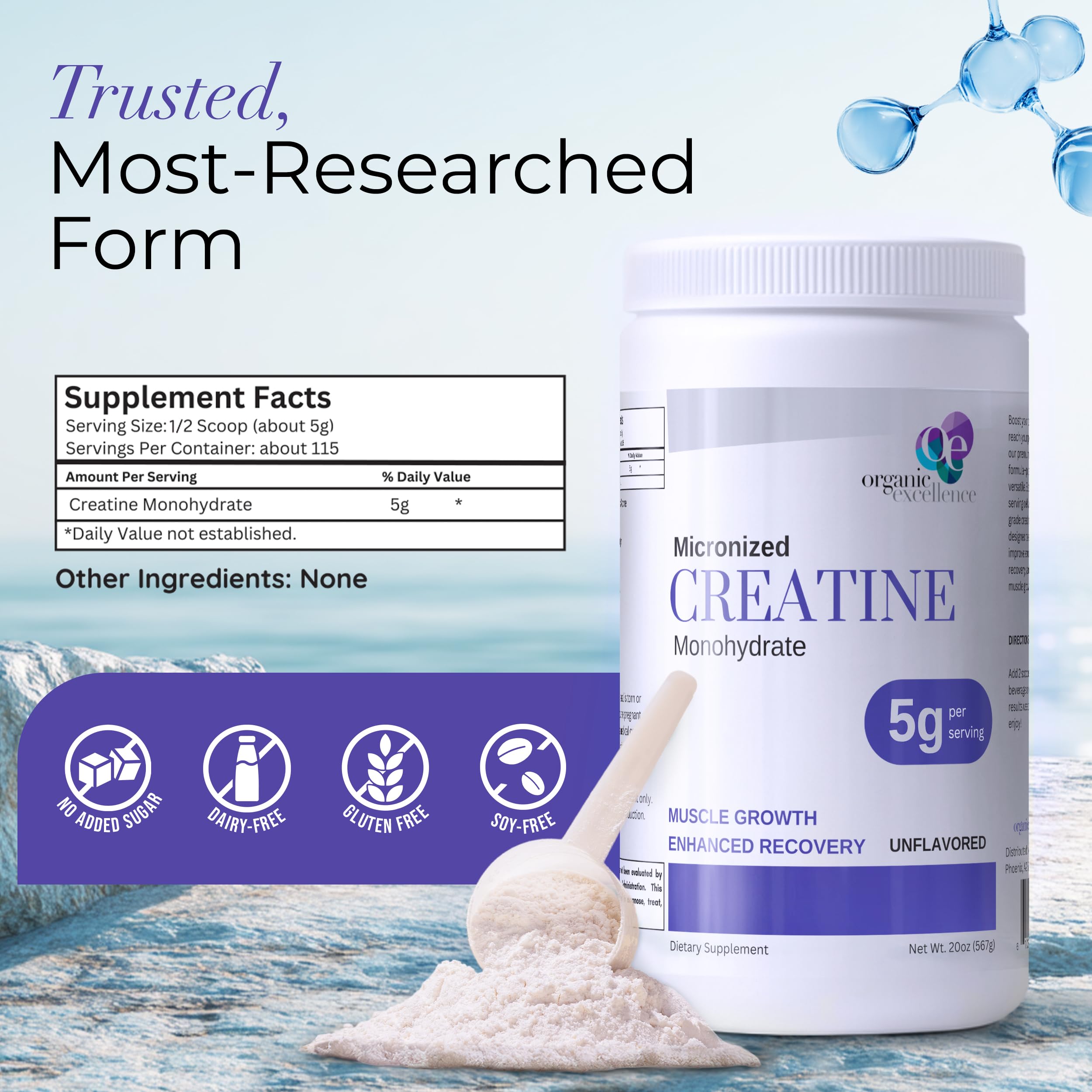 Organic Excellence Creatine Monohydrate – Micronized Creatine Powder for Muscle Growth, Strength & Recovery – Unflavored, 115 Servings Organic Excellence buy supplements canada