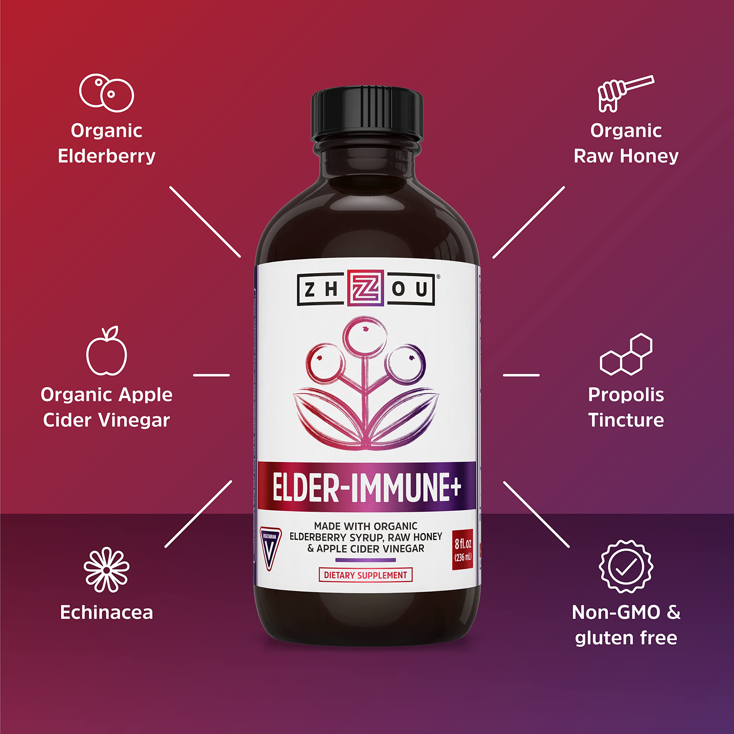 Zhou Nutrition Elderberry Syrup, Immune System Booster with Organic Elderberry Syrup Zhou Nutrition buy supplements canada
