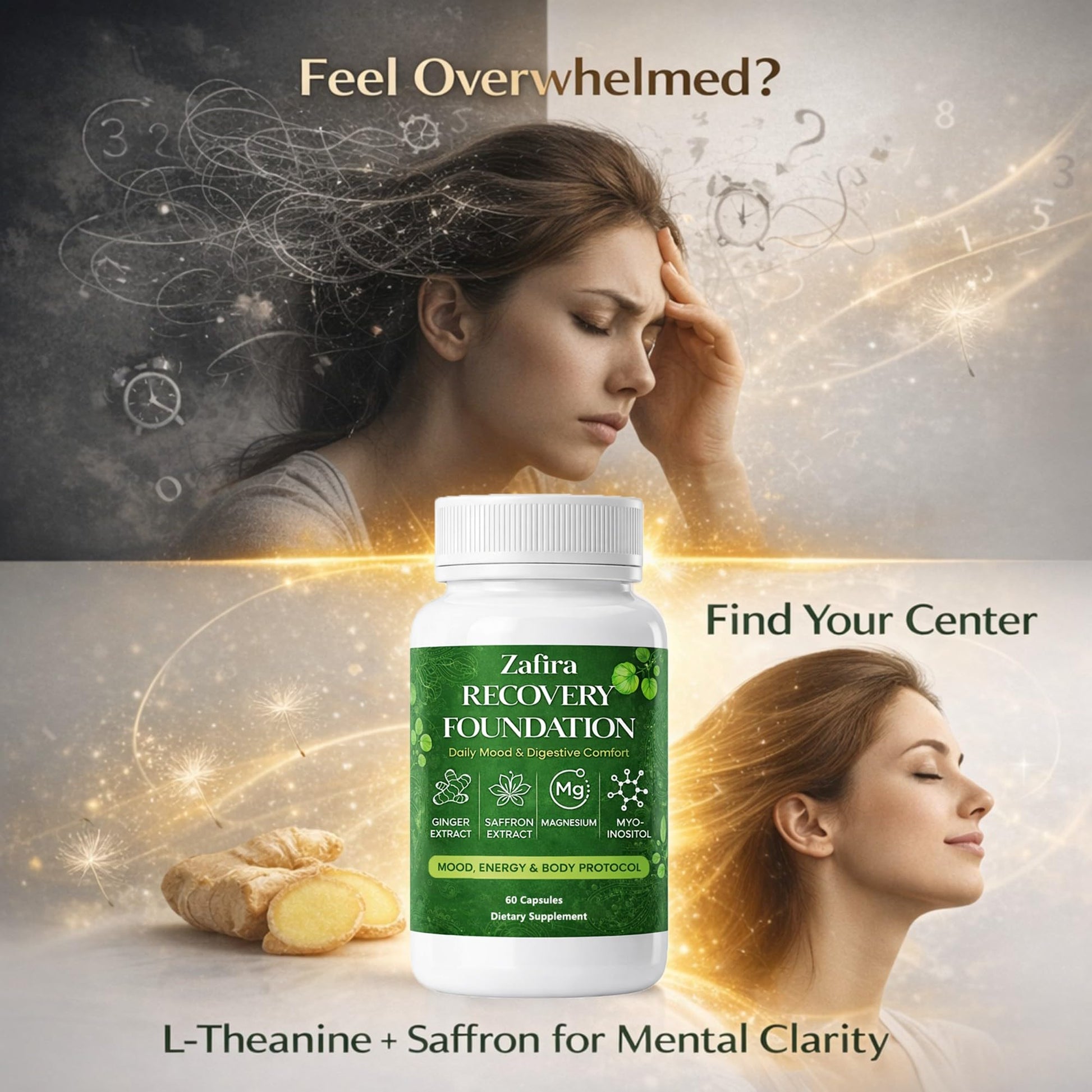 DYDUON Zafira Recovery Foundation Capsules – Mental Clarity, Hair & Mood Support, Natural Herbal Formula with Saffron Extract, Ginger Extract, L-Theanine, Myo-Inositol, Non-GMO, 60 Capsules DYDUON buy supplements canada