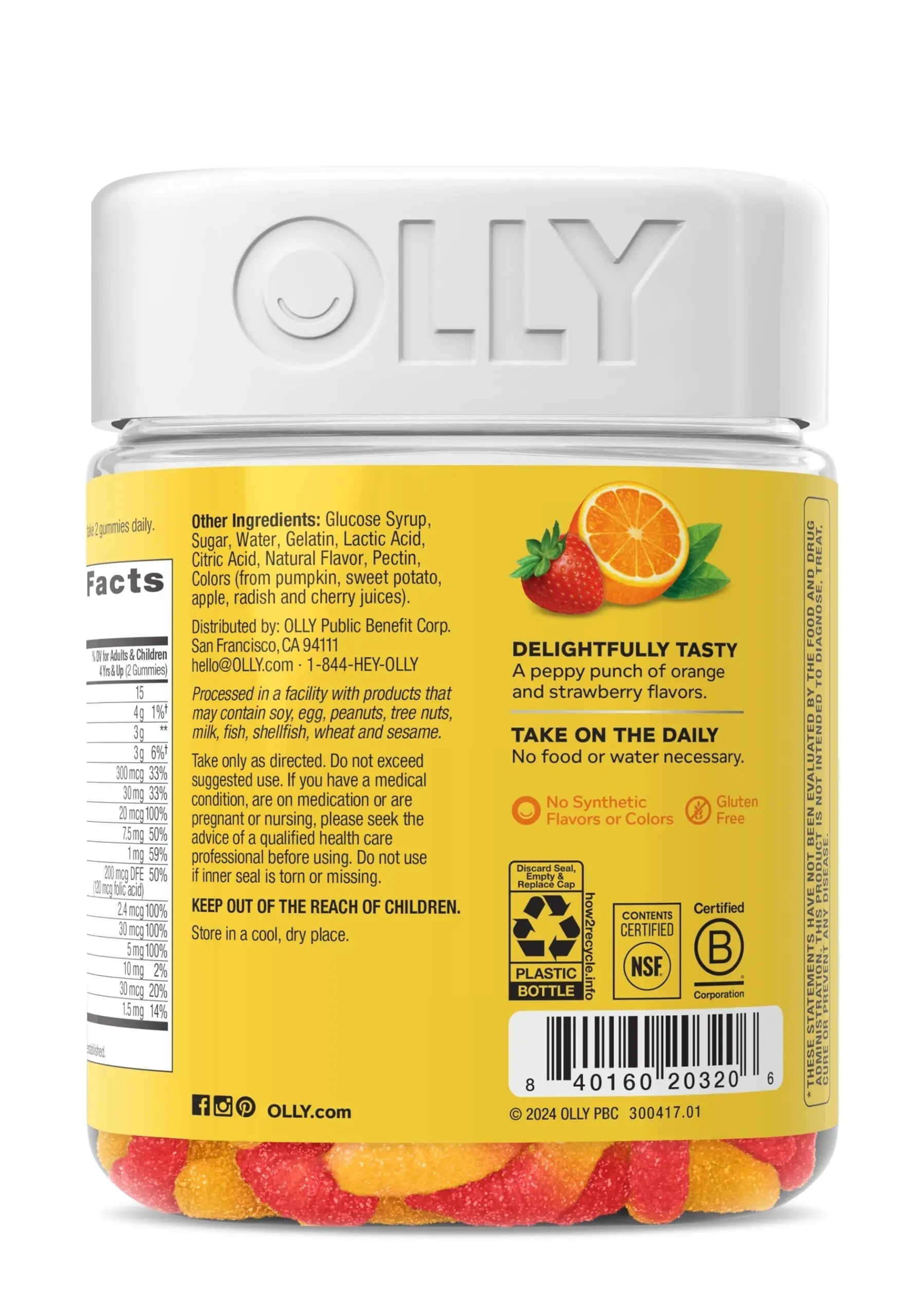 OLLY Kids Multivitamin Gummy Worms, Overall Health and Immune Support, Vitamins and Minerals A, C, D, E, Bs and Zinc OLLY buy supplements canada