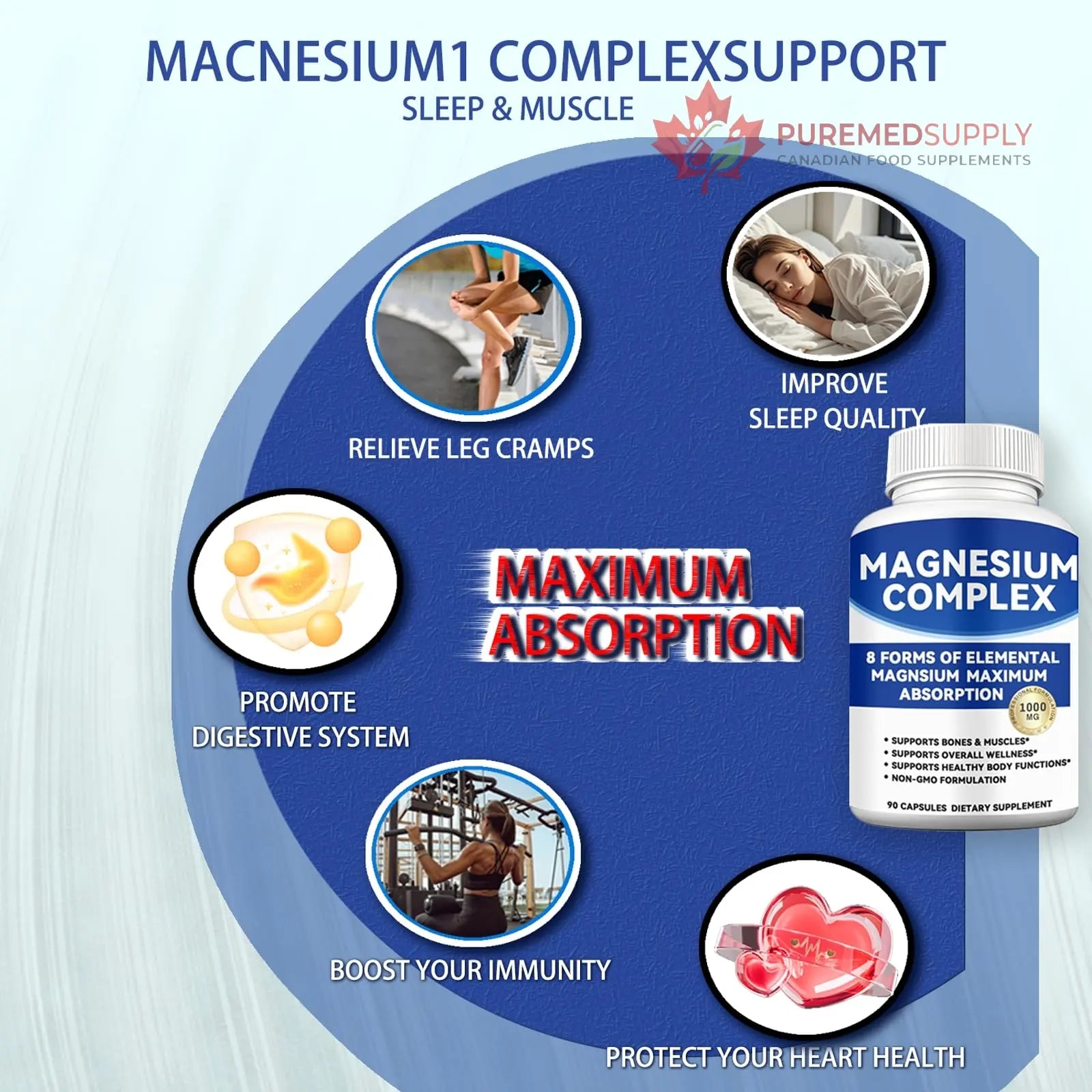 Magnesium Complex 1000mg with 8 Forms – Glycinate, Citrate, Malate, Taurate for Absorption – Supports Bone, Muscle, Energy & Recovery – Vegan, Non-GMO, 90 Capsules (1) alzclipp buy supplements canada