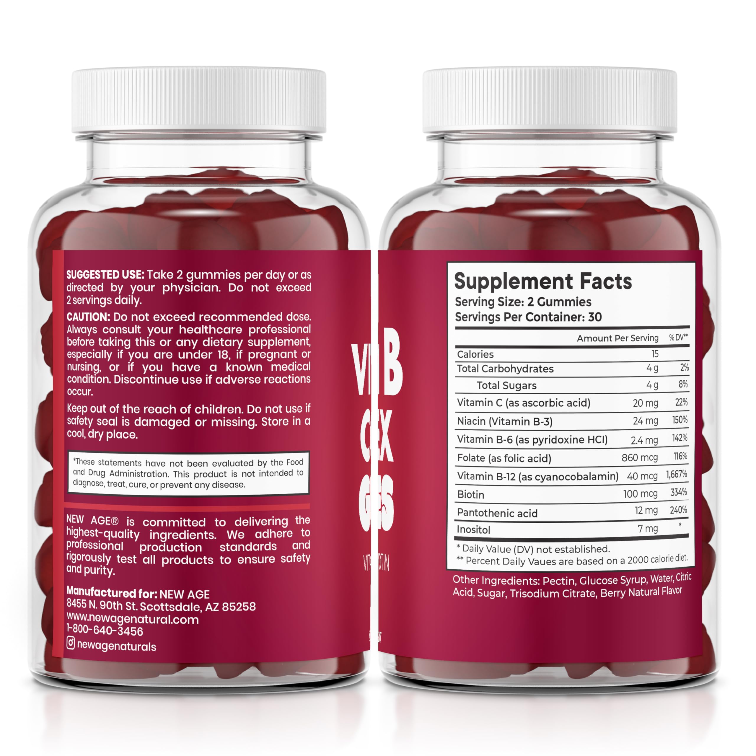NEW AGE Vitamin B Complex Gummies with Vitamin B3, B6, & B12 – with Biotin, Folic Acid & Vitamin C – Gluten-Free, Vegan NEW AGE buy supplements canada