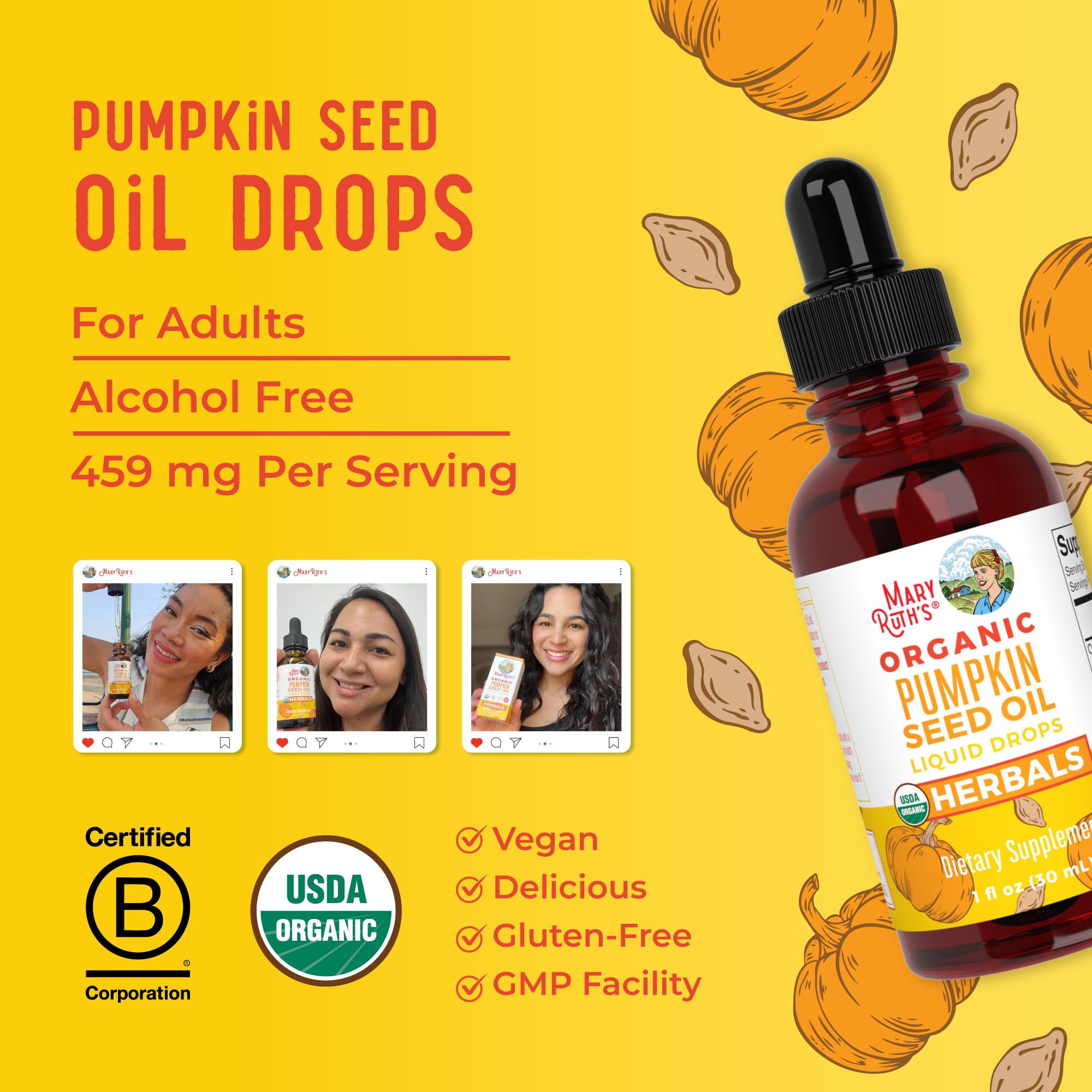 MaryRuth Organics Pumpkin Seed Oil Cold Pressed | 2 Month Supply | USDA Organic Pumpkin Seed Liquid Drops for Men and Women | Urinary Health in Men | Sugar Free | Vegan | Non-GMO | 60 Servings MARYRUTH'S buy supplements canada