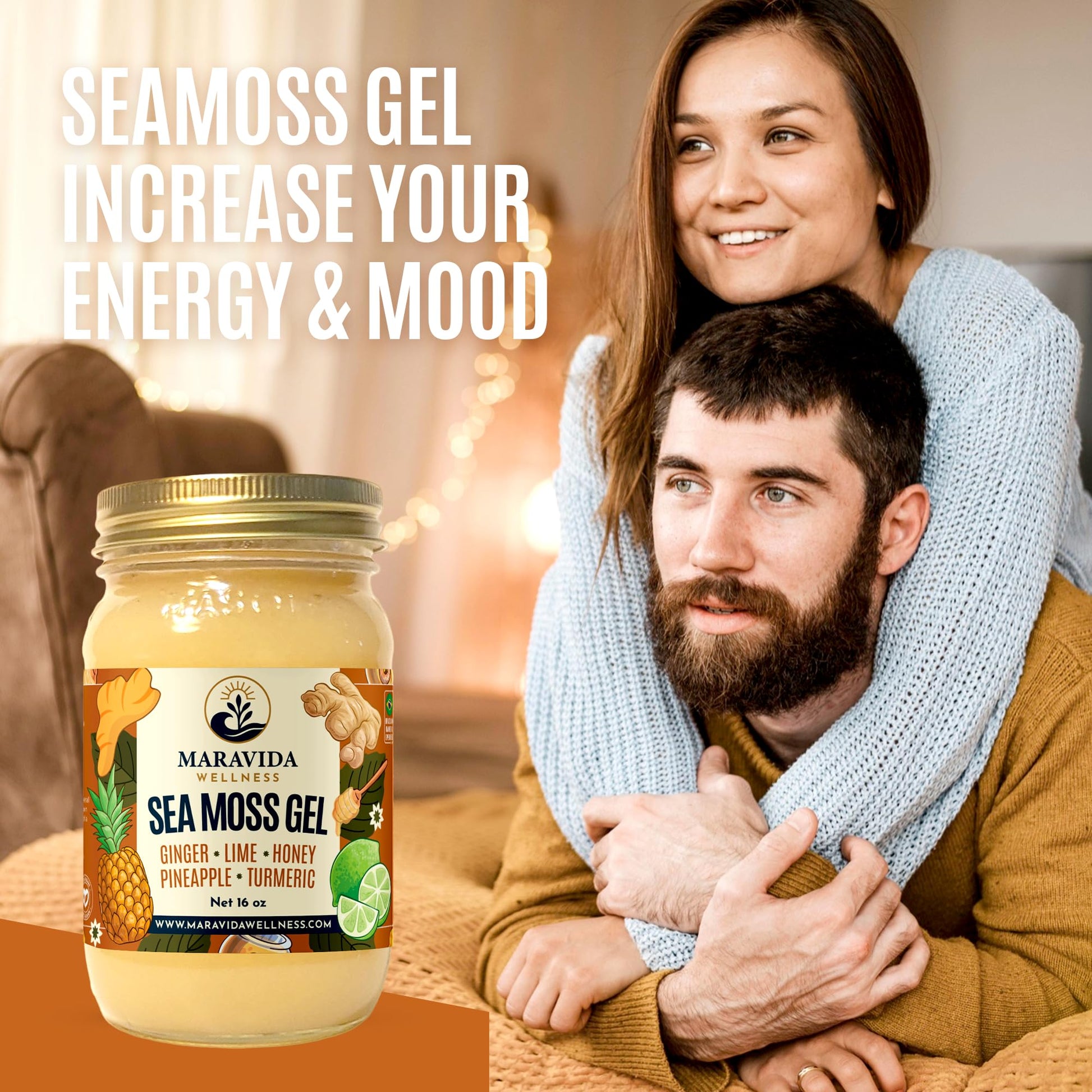 Maravida Wellness Sea Moss Gel – Pineapple, Lime, Honey, Ginger & Turmeric – 100% Natural Raw Organic Irish Moss – 16oz Jar – Premium Superfood for Everyday Wellness Maravida Wellness buy supplements canada