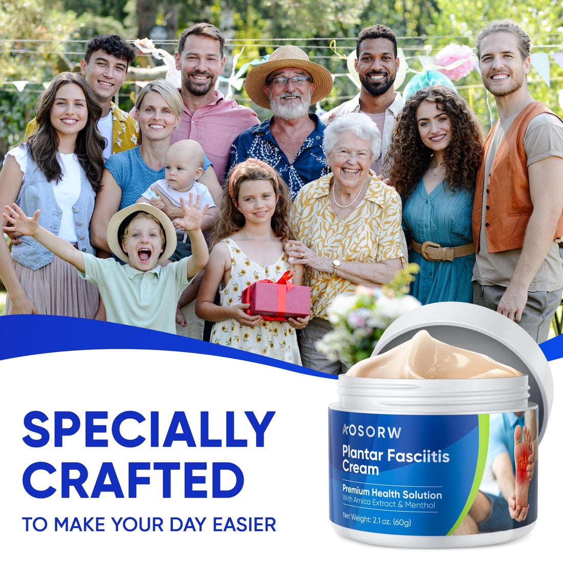 AOSORW Plantar Fasciitis Relief Cream - Natural Herbal Formula for Foot, Heel Spur, Ankle, Leg & Hand Discomfort - Premium Health Care Products - 60g (Pack of 1) AOSORW buy supplements canada