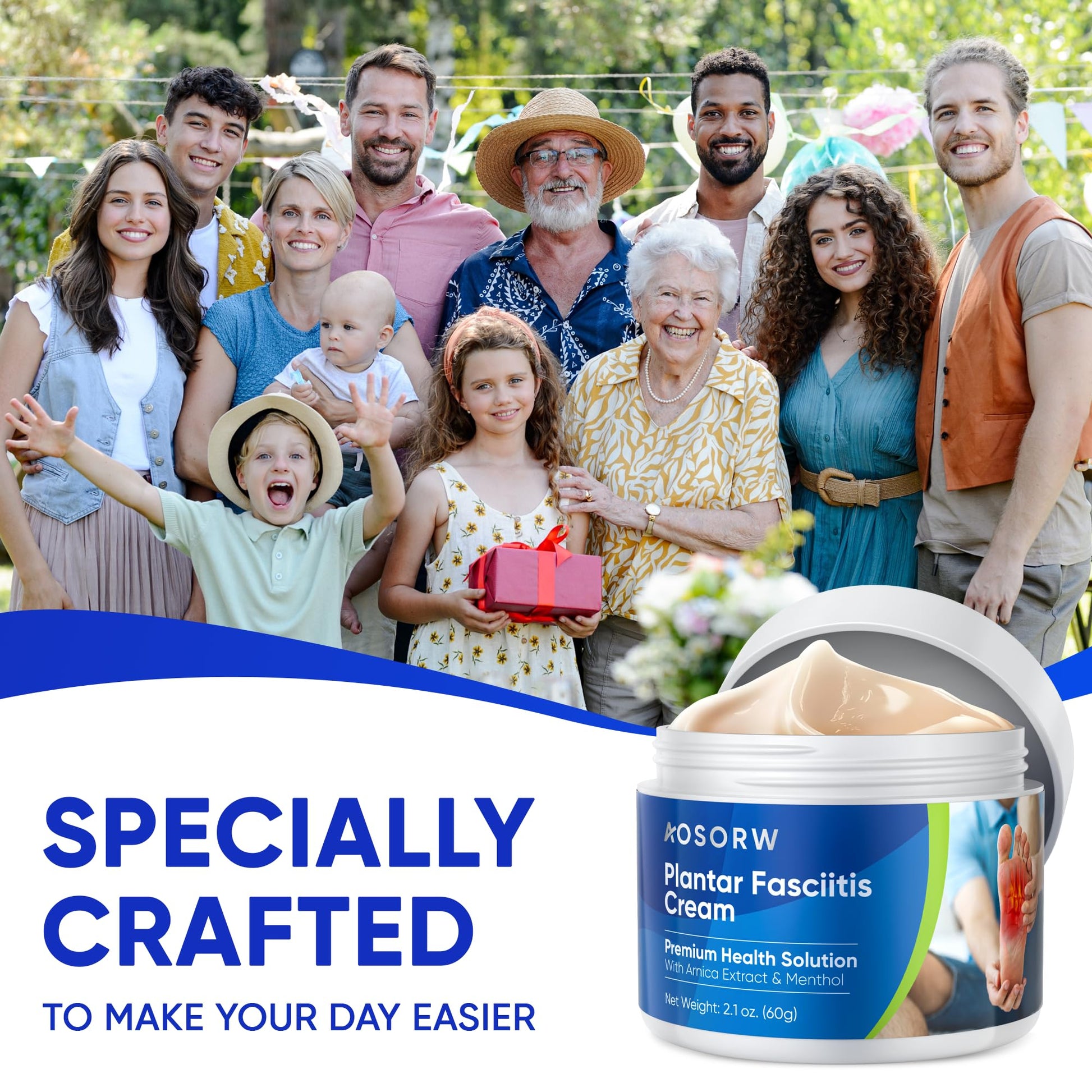 AOSORW Plantar Fasciitis Relief Cream - Natural Herbal Formula for Foot, Heel Spur, Ankle, Leg & Hand Discomfort - Premium Health Care Products - 60g (Pack of 1) AOSORW buy supplements canada