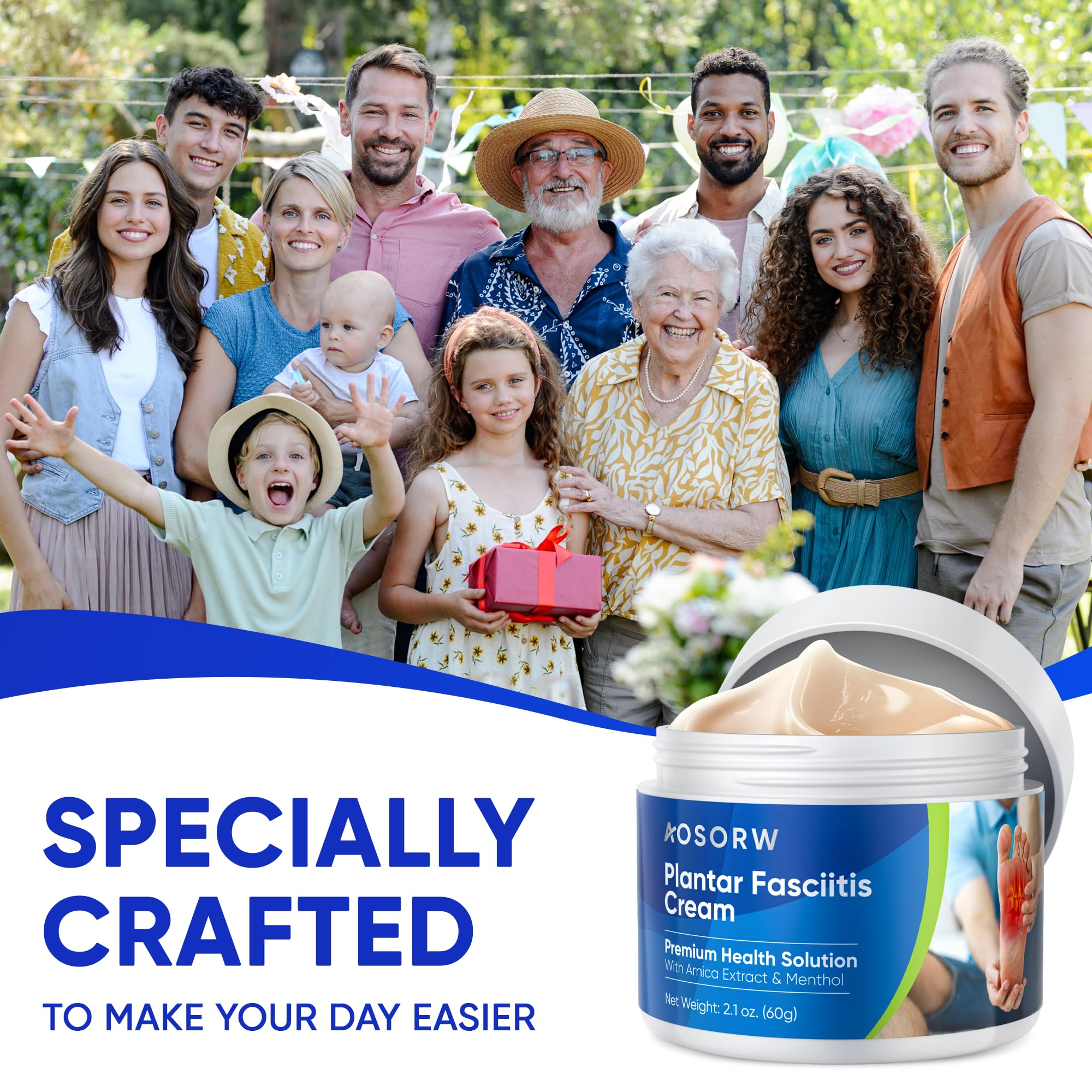 AOSORW Plantar Fasciitis Relief Cream - Natural Herbal Formula for Foot, Heel Spur, Ankle, Leg & Hand Discomfort - Premium Health Care Products - 60g (Pack of 1) AOSORW buy supplements canada