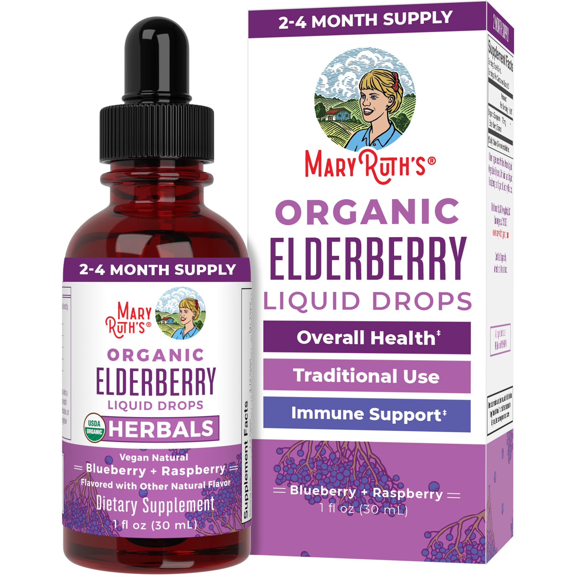 MARYRUTH'S Elderberry Liquid Drops for Adults & Kids | Immune Support | Antioxidant | Overall Wellness | Elder Berry Extract | USDA Organic | Sugar Free | Vegan | Non-GMO | Gluten Free | 1 Fl Oz MARYRUTH'S buy supplements canada
