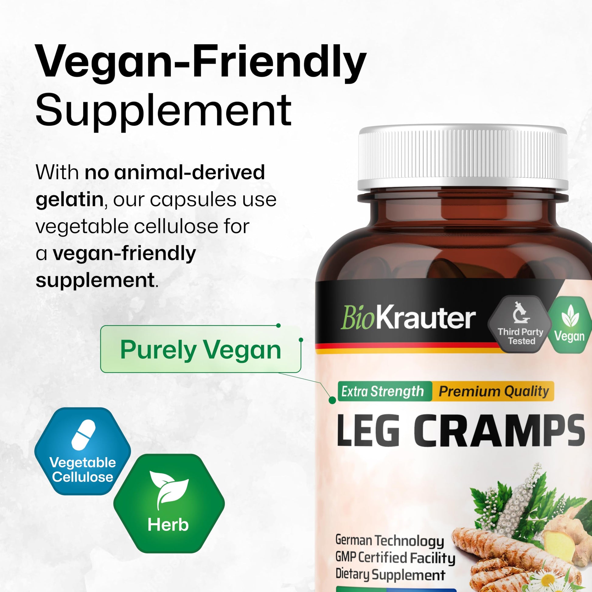 BIO KRAUTER® Magnesium Glycinate for Leg Сramps & Relax - 5-in-1 Formula Magnesium Glycinate 400mg with Turmeric, Black Cohosh, Ginger, Chamomile 1200 mg 100 Caps - No Fillers, Non-GMO, 50-Day Supply BIO KRAUTER buy supplements canada