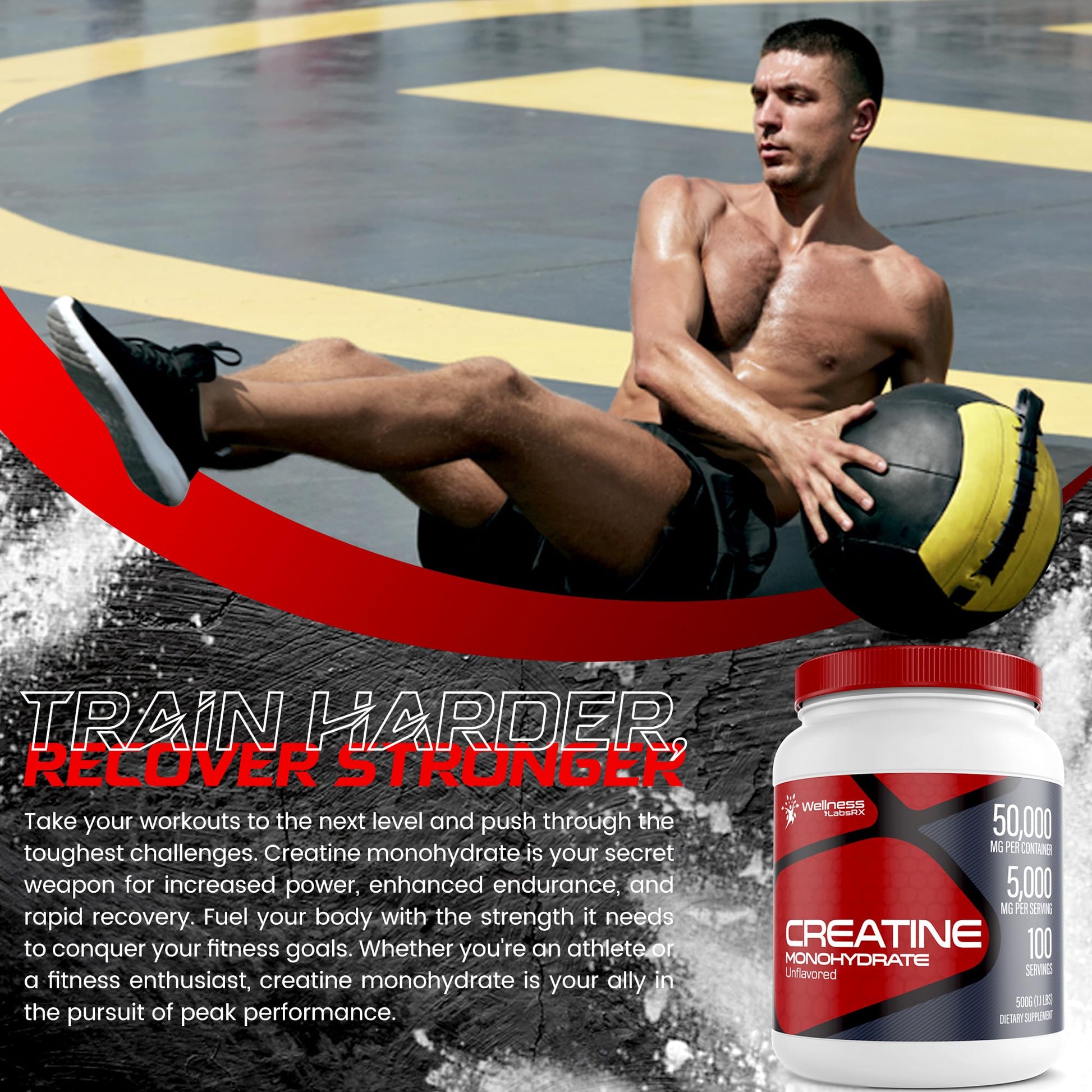 Creatine Monohydrate Powder - 5000mg Micronized for Muscle Growth, Enhanced WELLNESS LABSRX buy supplements canada