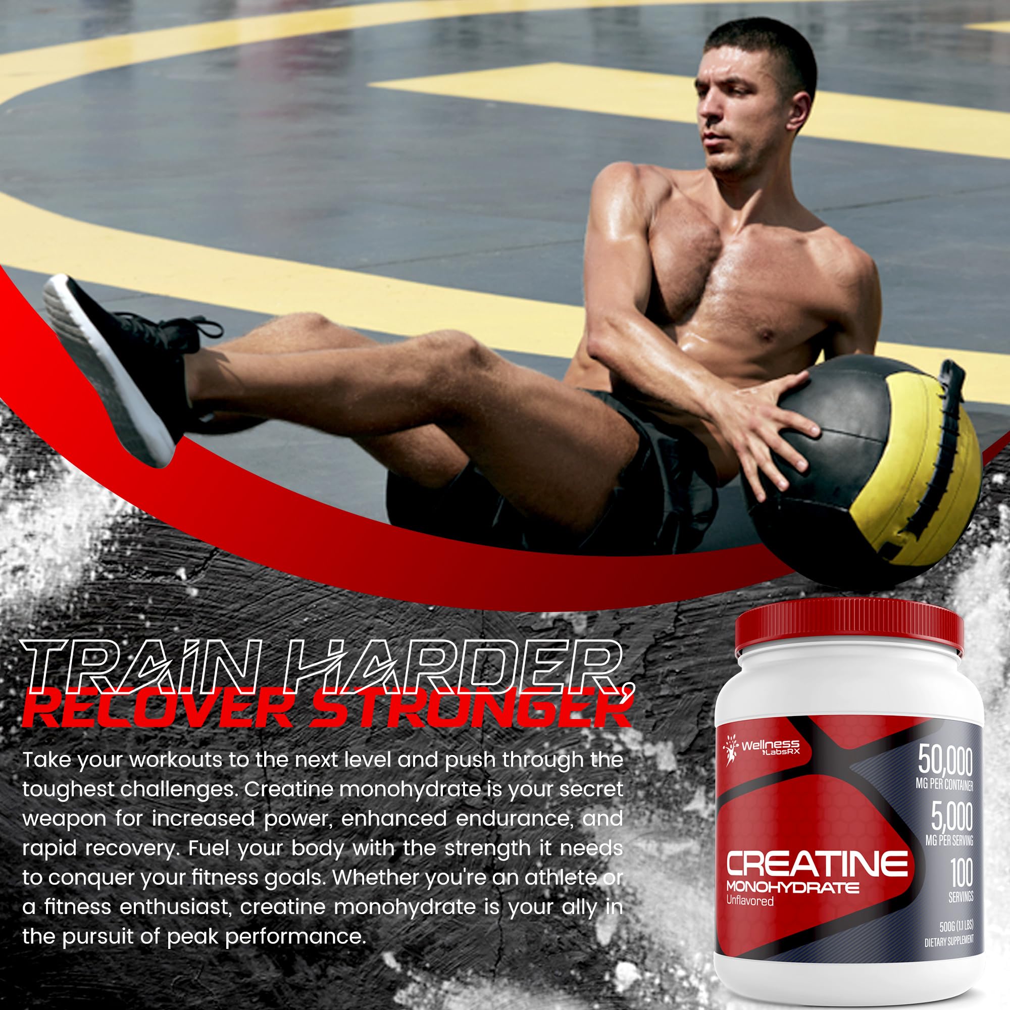 Creatine Monohydrate Powder - 5000mg Micronized for Muscle Growth, Enhanced WELLNESS LABSRX buy supplements canada