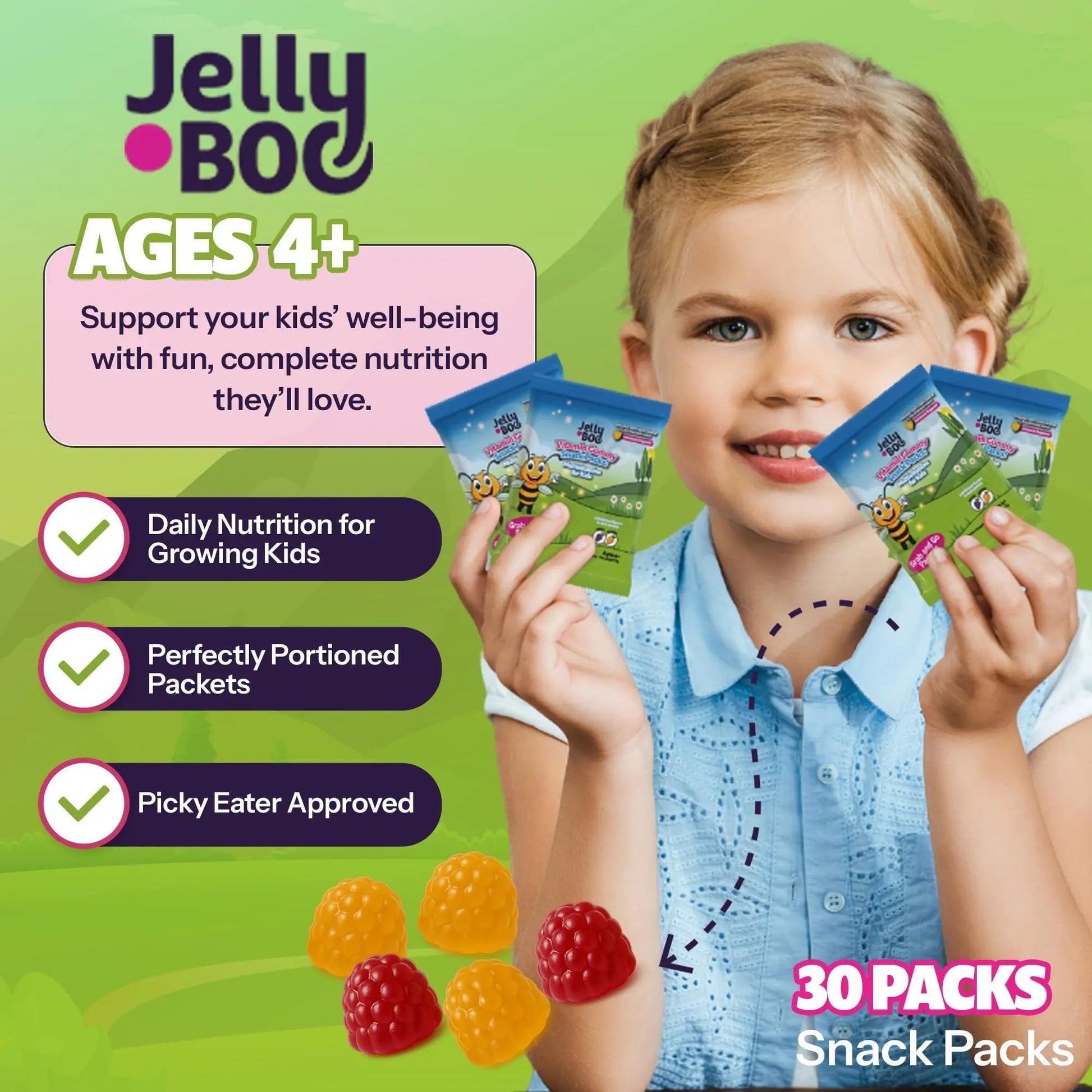Kids Daily Multivitamin - Healthy Snacks For Kids – No Sugar, No Dyes, Monk Fruit Sweetened, Vegan, Gluten-Free- 100% Daily Value of Vitamins C, D3, Zinc Jelly.Boo buy supplements canada