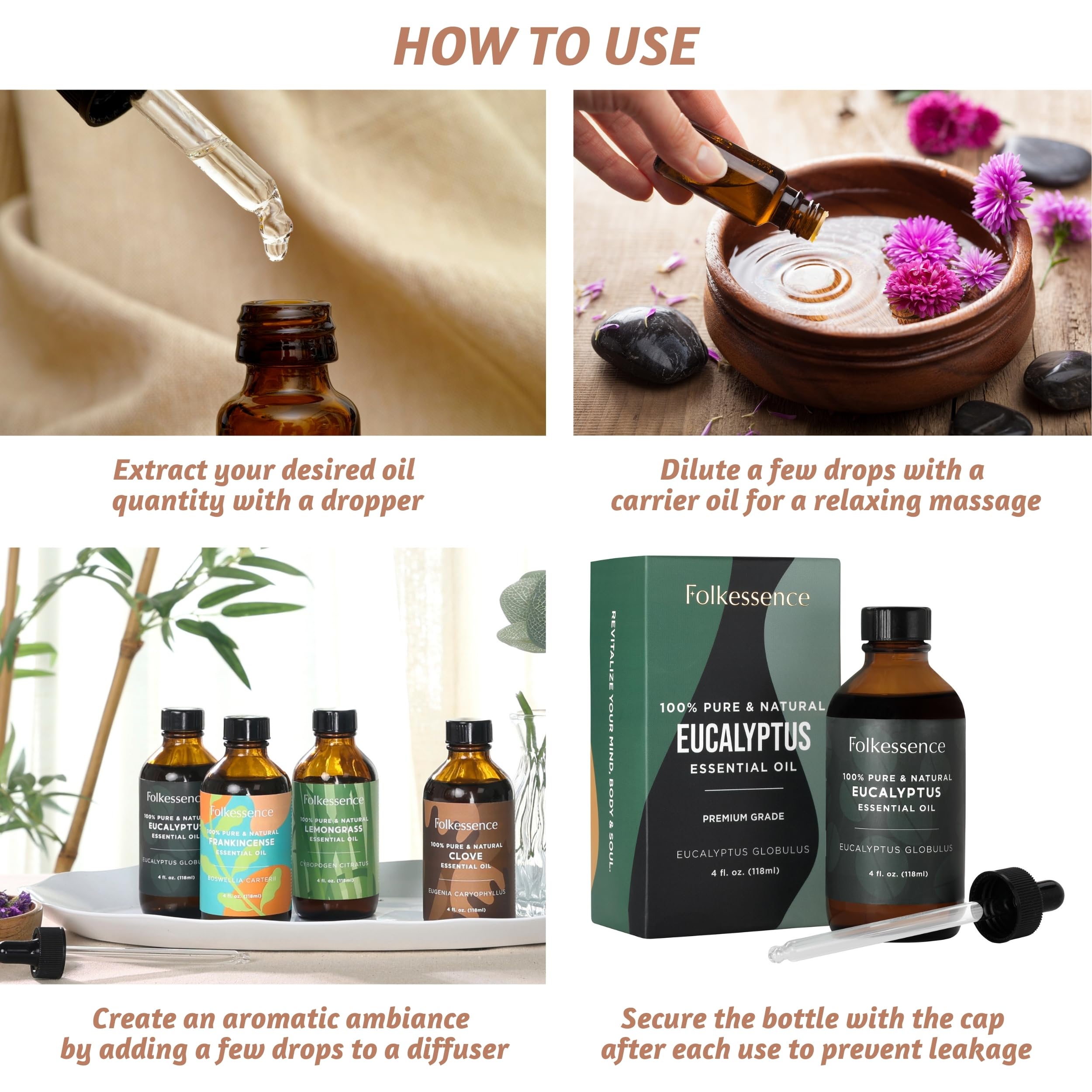 Folkulture Eucalyptus Essential Oil for Diffuser - 4 Fl Oz - 100% Pure, Natural and Undilluted Essential Oil Folkulture buy supplements canada