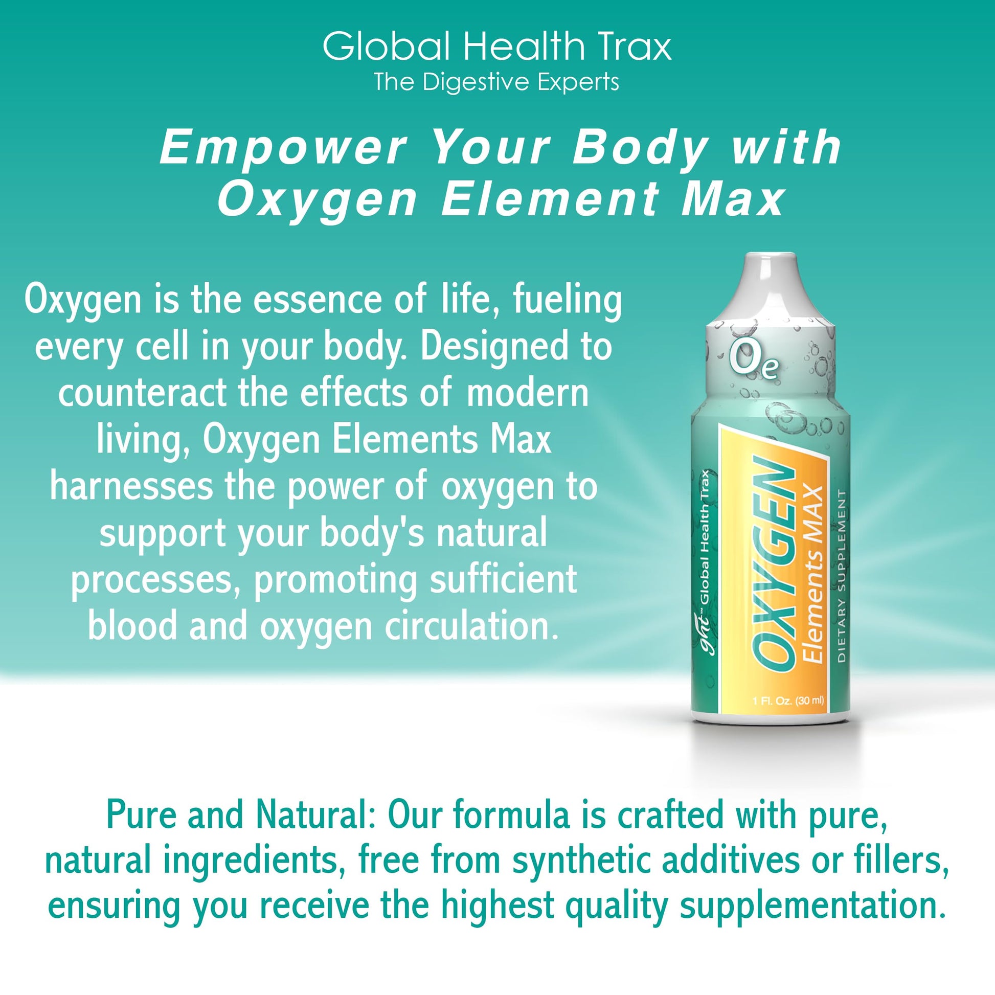GHT Oxygen Elements Max Liquid Oxygen Drops in 1 Ounce Bottle, Portable Supplement - Bolster Endurance and Stamina, Cleanse Cells (2 Pack) ght Global Health Trax buy supplements canada