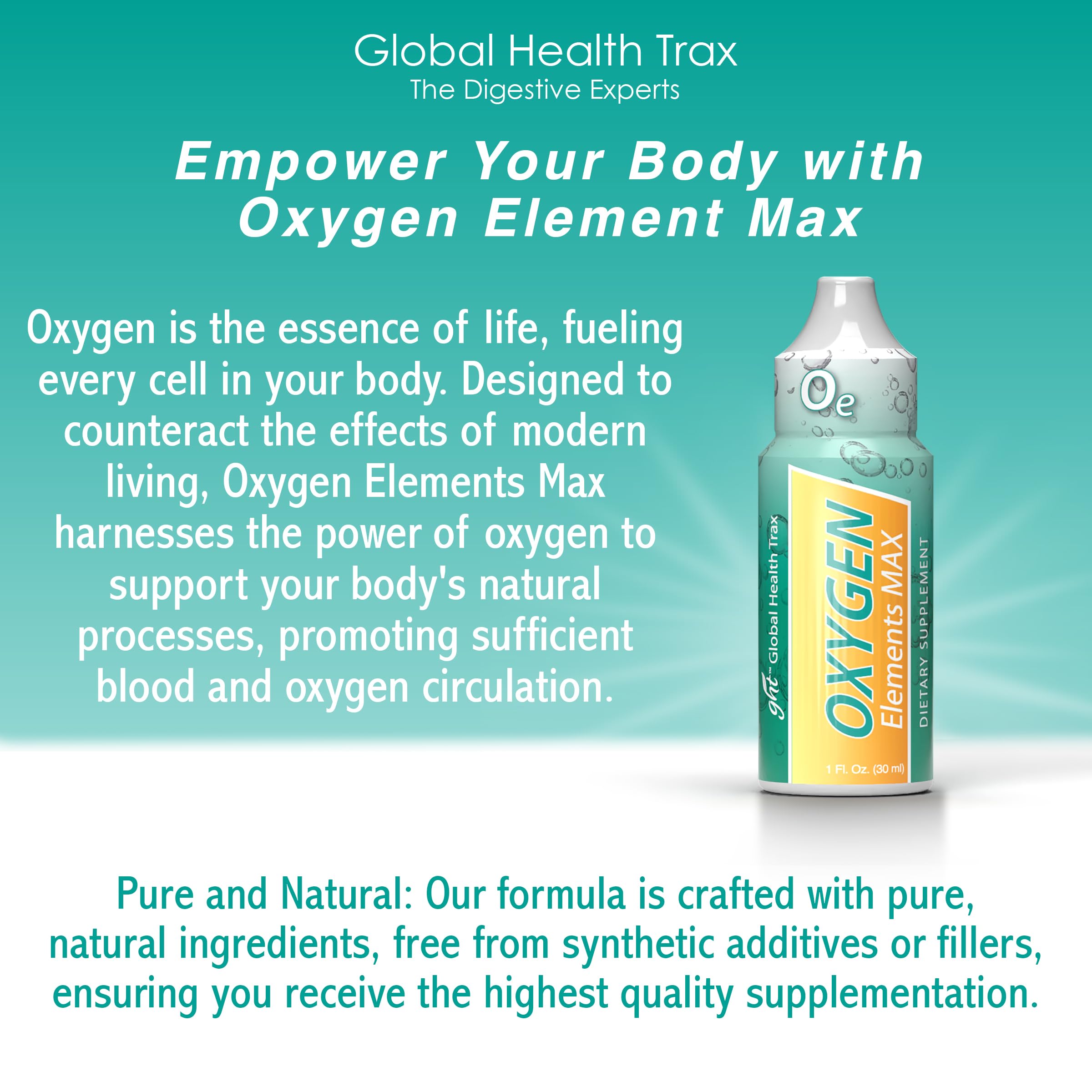 GHT Oxygen Elements Max Liquid Oxygen Drops in 1 Ounce Bottle, Portable Supplement - Bolster Endurance and Stamina, Cleanse Cells (2 Pack) ght Global Health Trax buy supplements canada