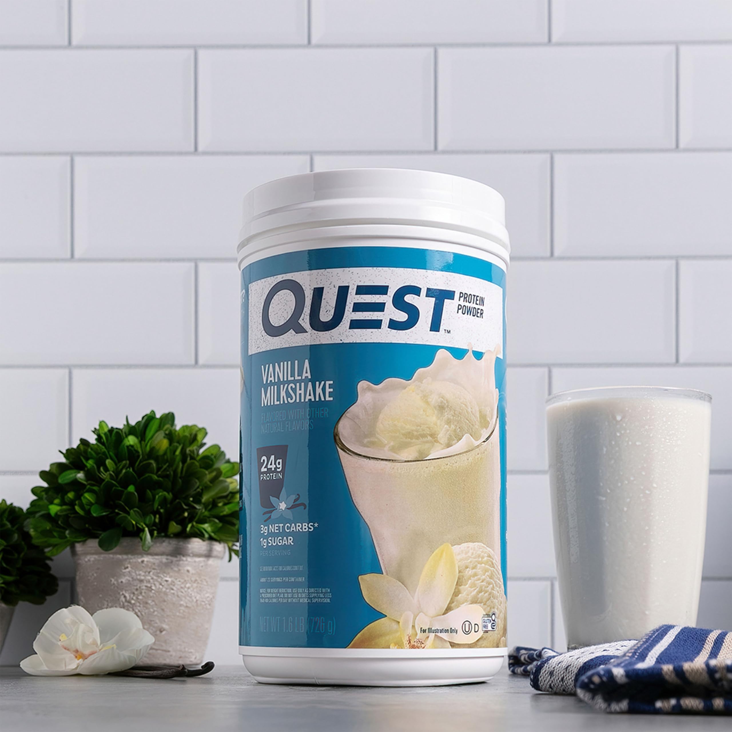 Quest Nutrition Vanilla Milkshake Protein Powder, 24g of Protein, 1g of Sugar, Low Carb, Gluten Free, 1.6 Pound, 23 Servings Quest buy supplements canada