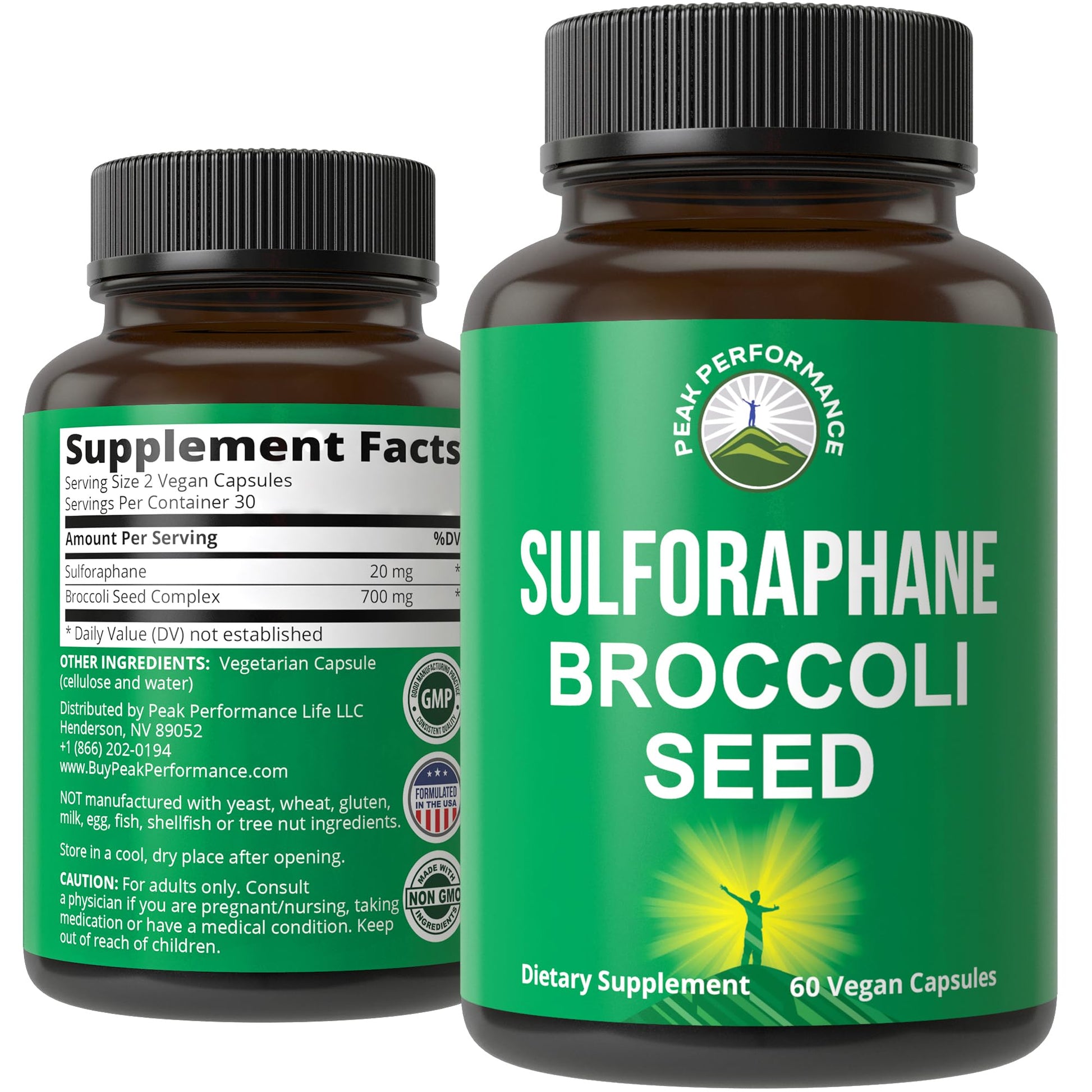 Sulforaphane Supplement 20mg + Broccoli Seed Extract Vegan Capsules. Activated Peak Performance buy supplements canada
