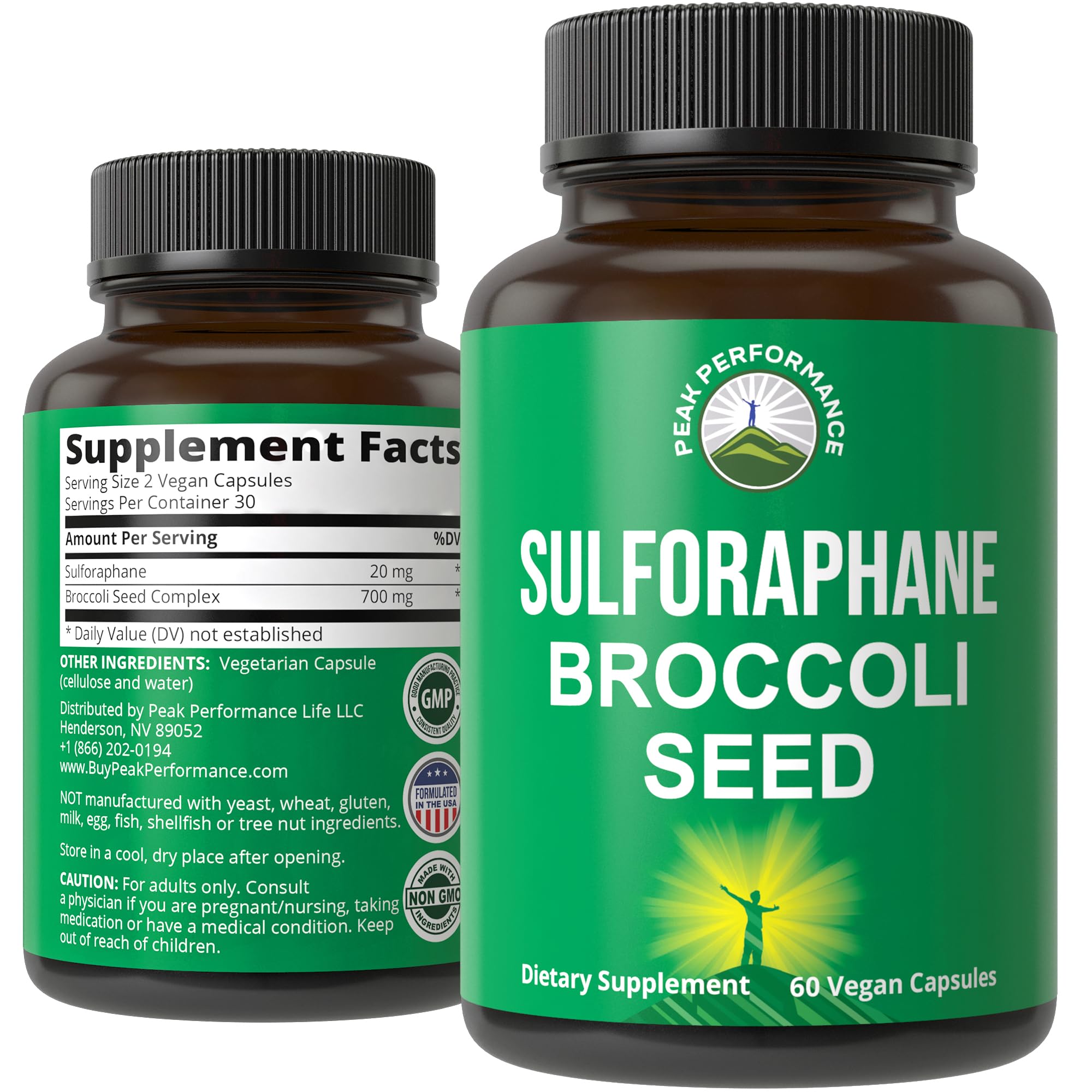 Sulforaphane Supplement 20mg + Broccoli Seed Extract Vegan Capsules. Activated Peak Performance buy supplements canada