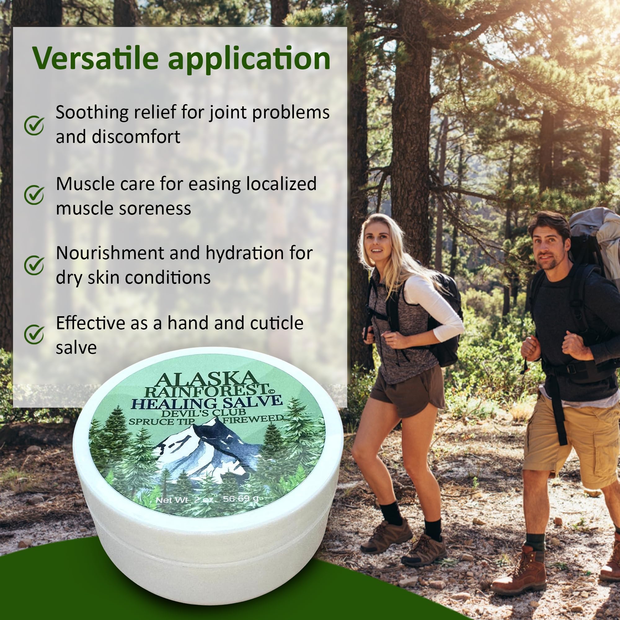 Snowy Summit Alaska Rainforest Salve - Herbal Salve for Dry Skin & Joint Relief - Natural Super Salve for Soothing Skin with Gentle Aroma - Body & Hand Salve - Muscle Rub with Alaskan Devil’s Club Oil Snowy Summit buy supplements canada