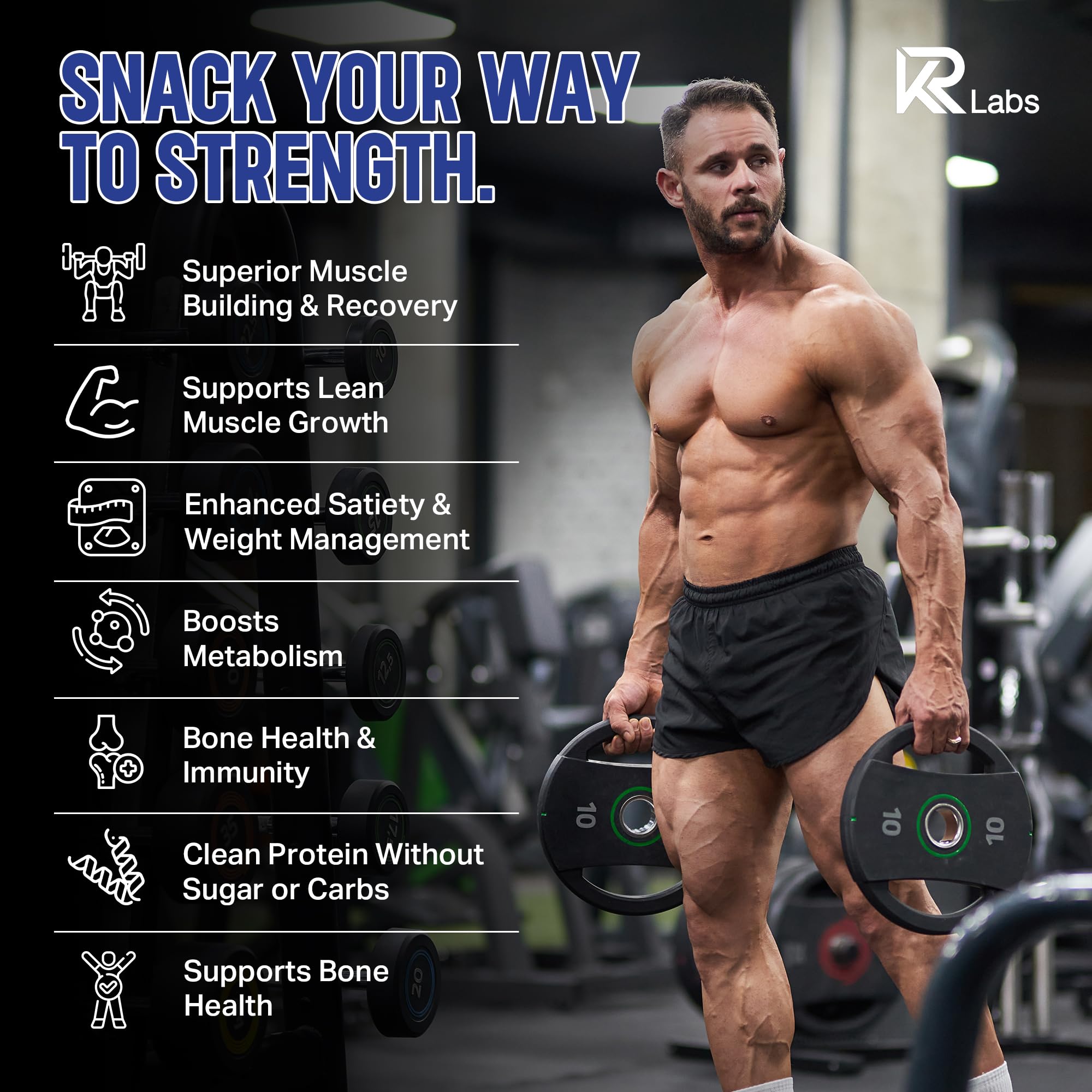 KR Labs Zero Carb 100% Pure Whey Isolate Protein Gummies | 300g Total Protein per Bag | 10g per Serving Plant Based with Vitamins for Men & Women KR Labs buy supplements canada