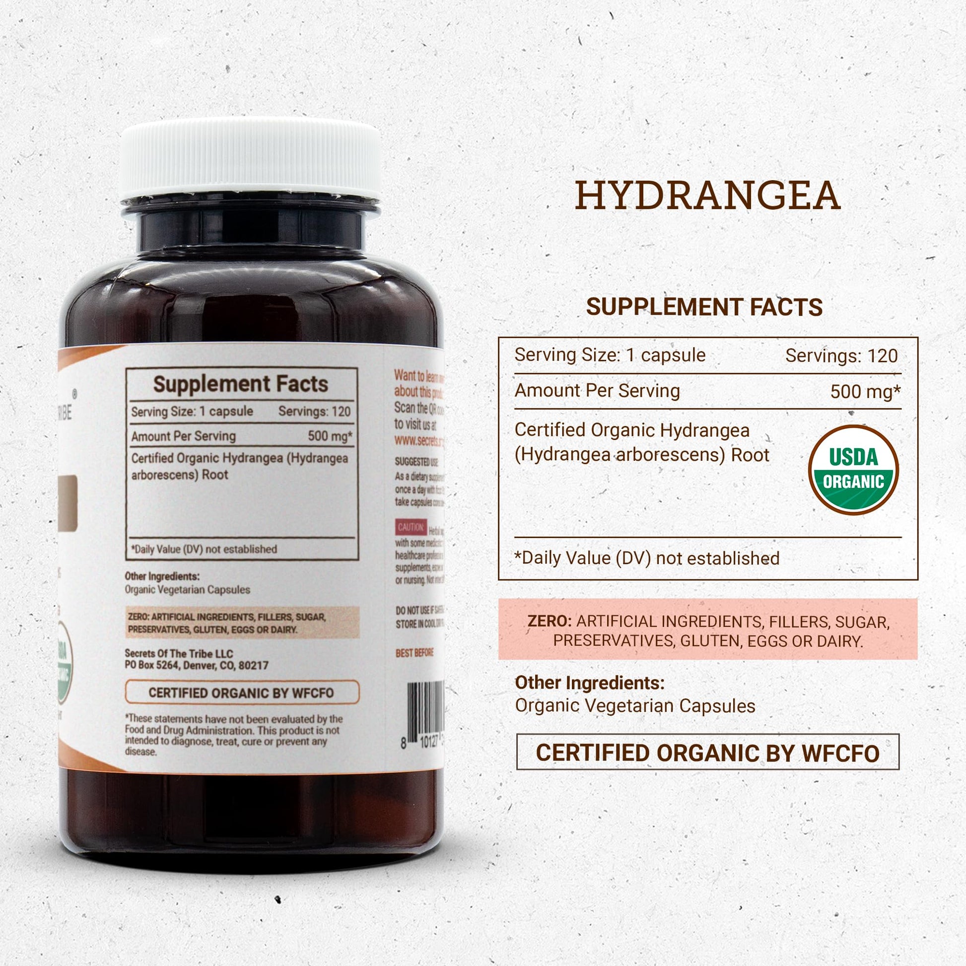 Secrets of the Tribe Hydrangea USDA Organic Capsules | Certified Organic Vegetarian Capsules, Herbal Dietary Supplement | Hydrangea arborescens Dried Root (120 Count) Secrets of the Tribe buy supplements canada
