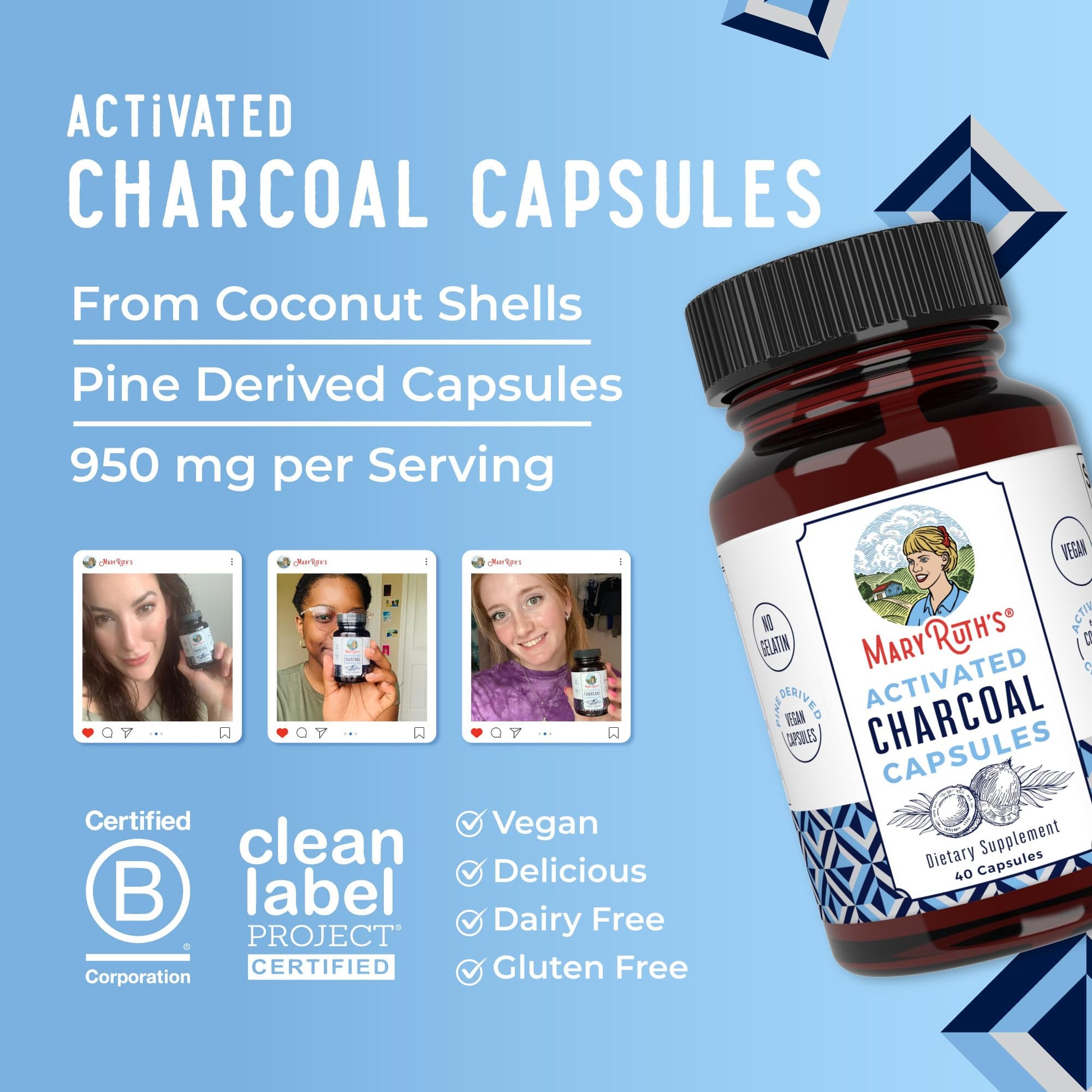 MaryRuth Organics Activated Charcoal Capsules | Substance Adsorption | Derived from Coconut Shells | Vegan Capsules from Pine Trees | Non-GMO | Gluten Free | 40 Count MARYRUTH'S buy supplements canada