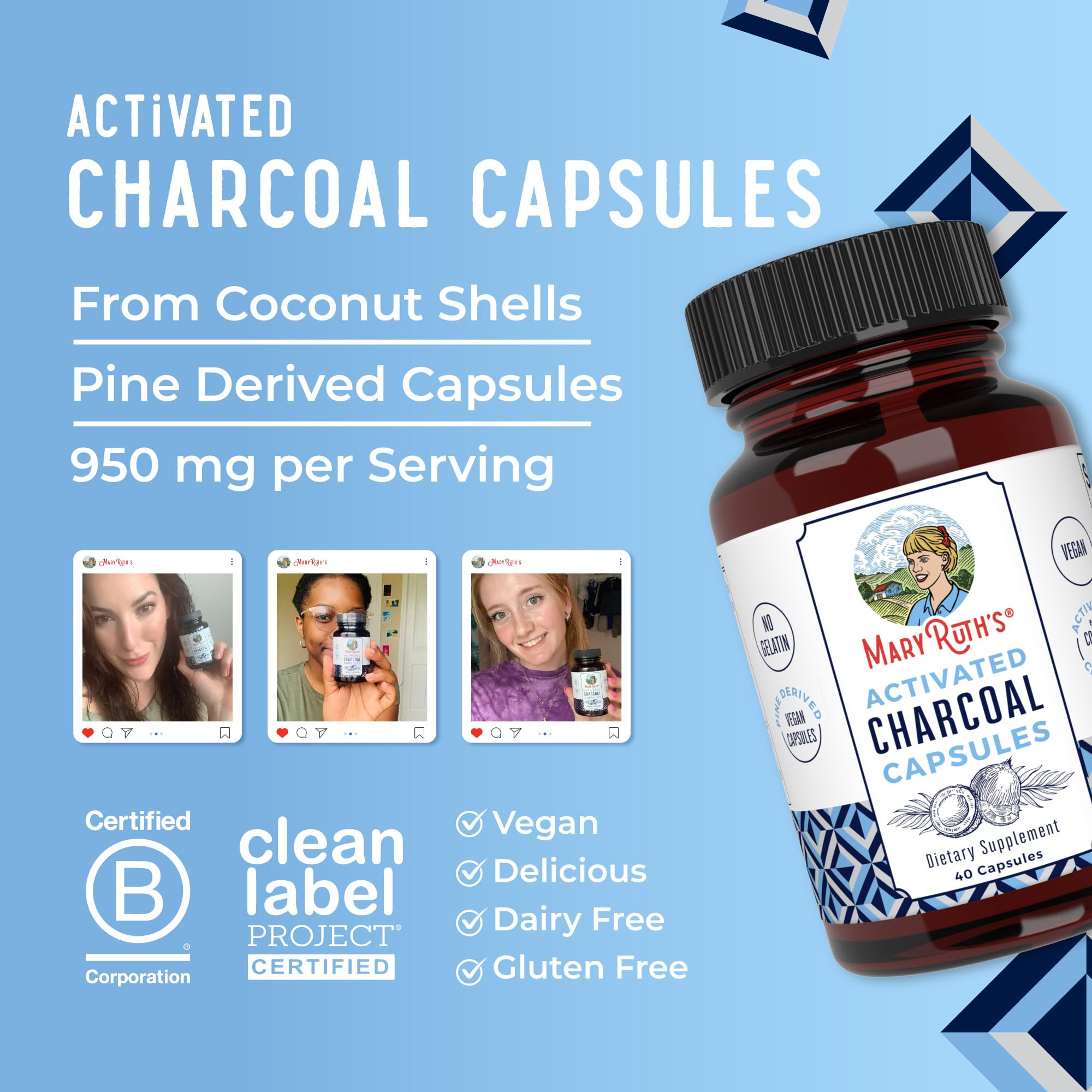 MaryRuth Organics Activated Charcoal Capsules | Substance Adsorption | Derived from Coconut Shells | Vegan Capsules from Pine Trees | Non-GMO | Gluten Free | 40 Count MARYRUTH'S buy supplements canada