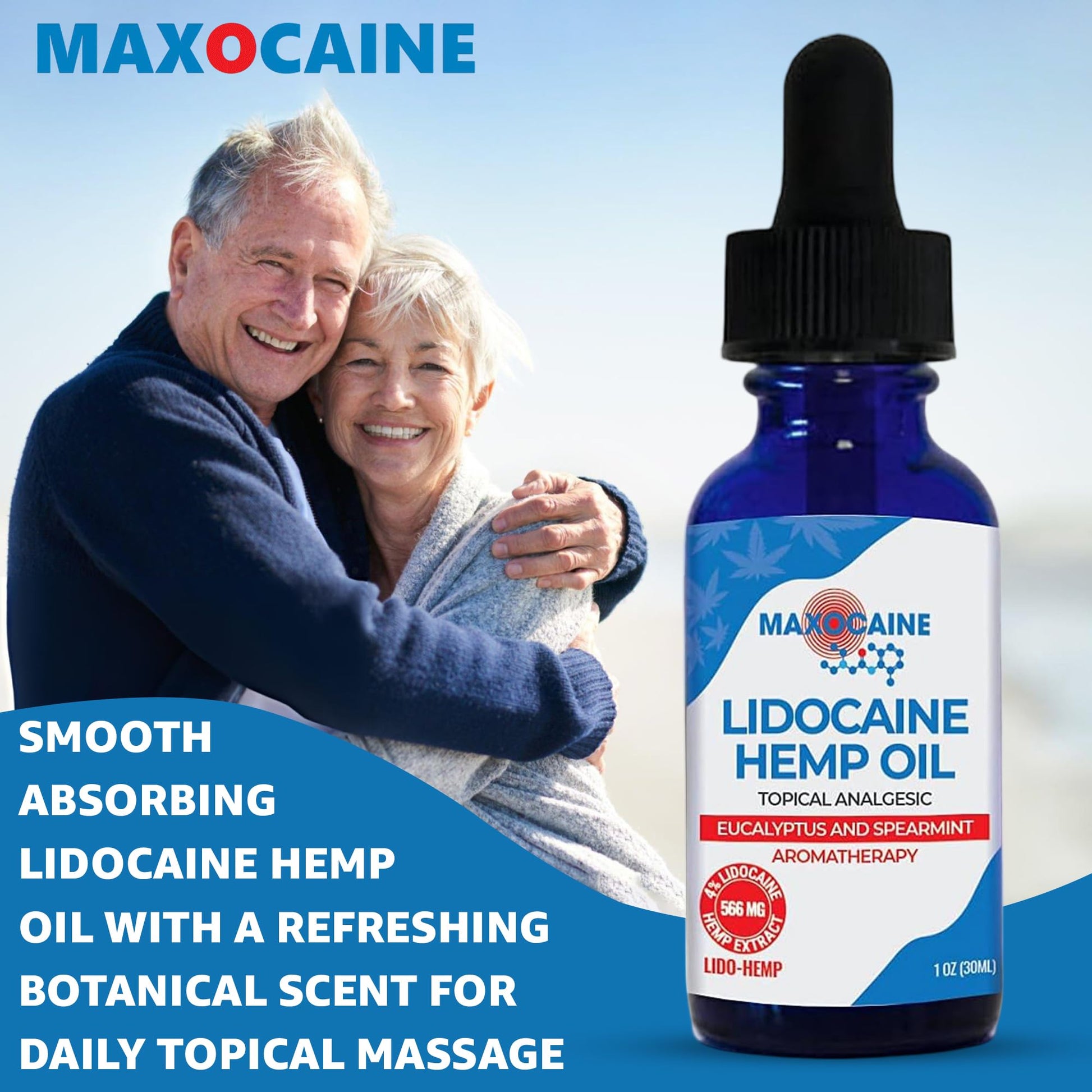 MAXOCAINE Lidocaine Hemp Oil 4% - Maximum Strength Topical Pain Relief, Fast Acting Soothing Oil for Muscle, Joint, Back & Arthritis Support, Cooling Eucalyptus & Spearmint, 1 oz (30 ml) MAXOCAINE buy supplements canada