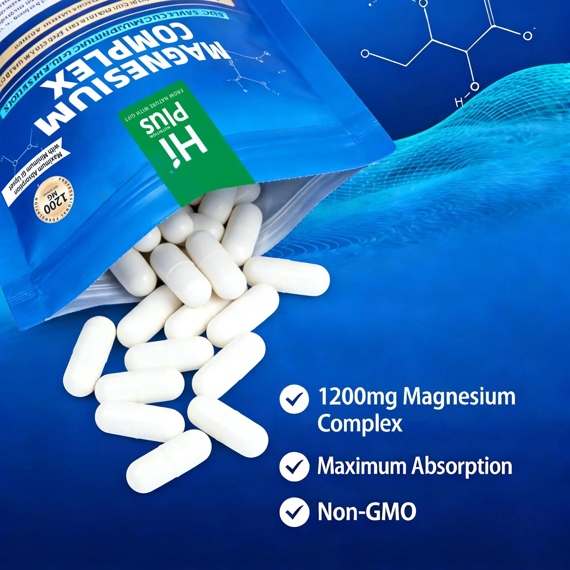 Magnesium Complex Supplement with 10 Forms of Elemental Magnesium, 1200 mg per Serving, Magnesium Glycinate, Citrate, Malate & Taurate, High Absorption Vegan Capsules, Non-GMO HiPlus buy supplements canada