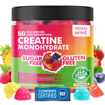 NSF Certified Creatine Gummy - Creatine Monohydrate Gummies 5000mg for Men & Women, Chewables Creatine Monohydrate for Muscle Strength, Muscle Builder, Energy Boost, Pre-Workout Supplement(120 Count) novomins buy supplements canada