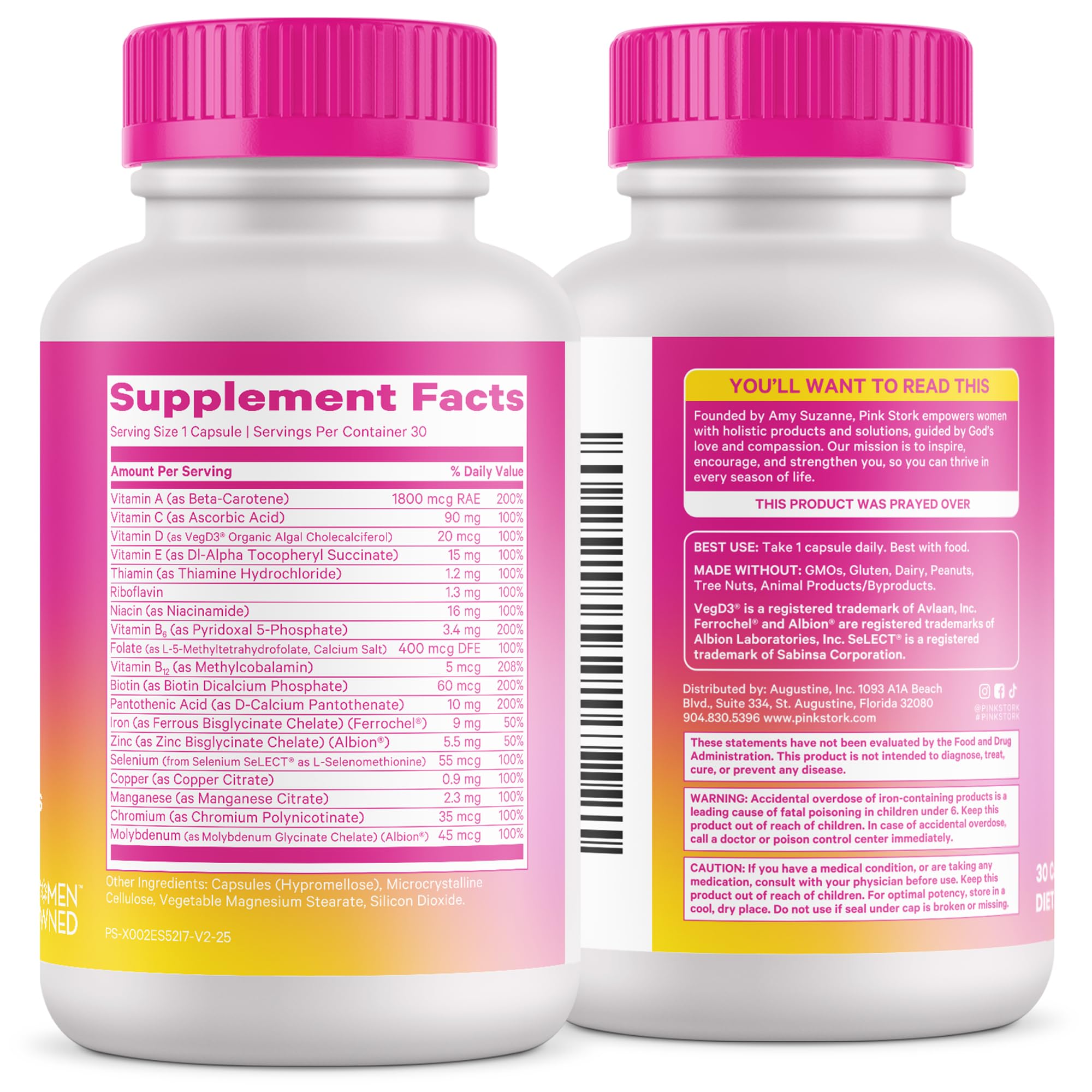 Pink Stork Total Women's Multivitamin - 19 Essential Vitamins for Women & Nutrients – Energy, Metabolism, Hormone, Immune & Mood Support – B6, B12, Biotin, Iron & Zinc – 30 Capsules Pink Stork buy supplements canada